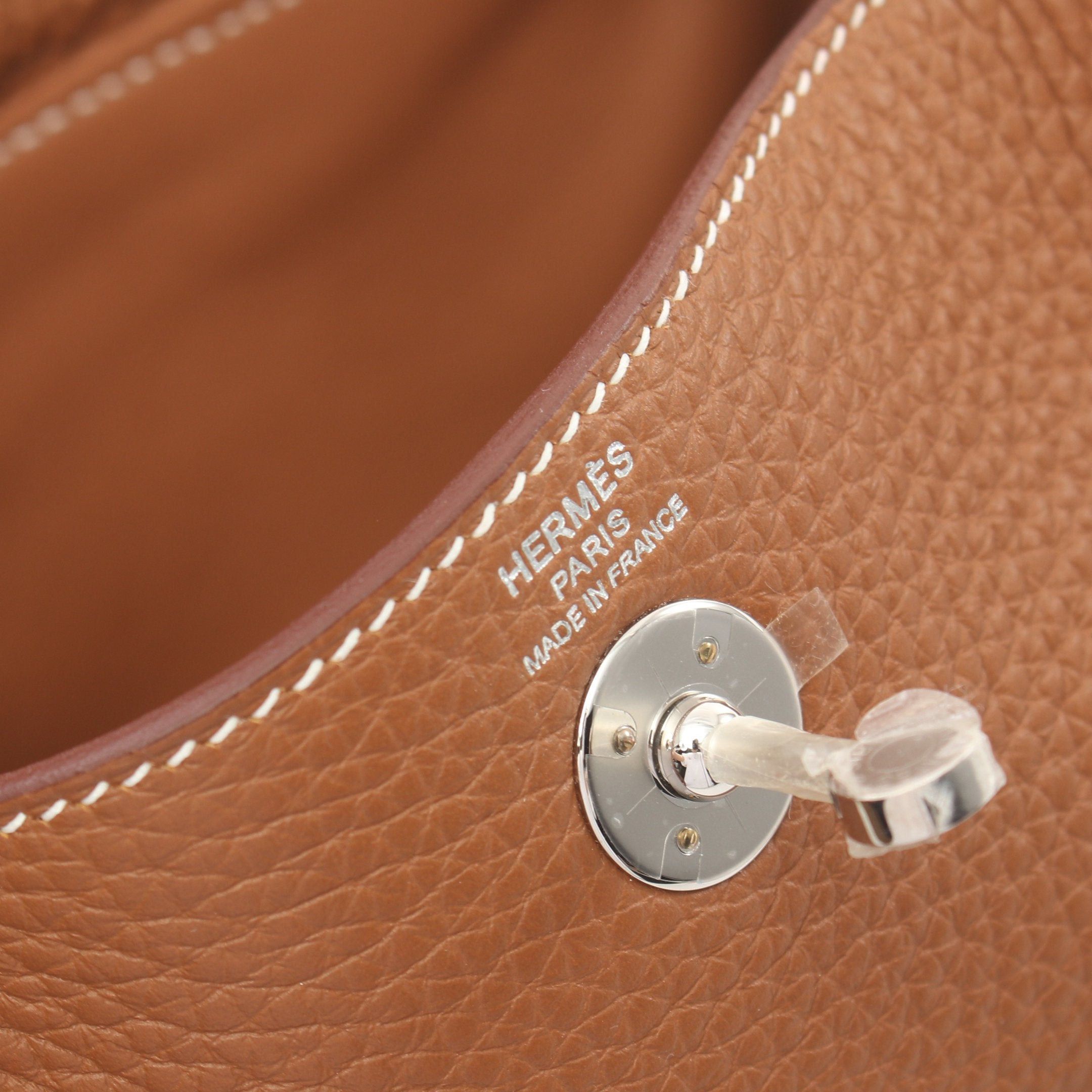 Hermes Hermes Lindy Mini Gold Shoulder Bag Clemence Leather Light Brown Silver Hardware Double Engraved Size ONE SIZE - 4 Thumbnail