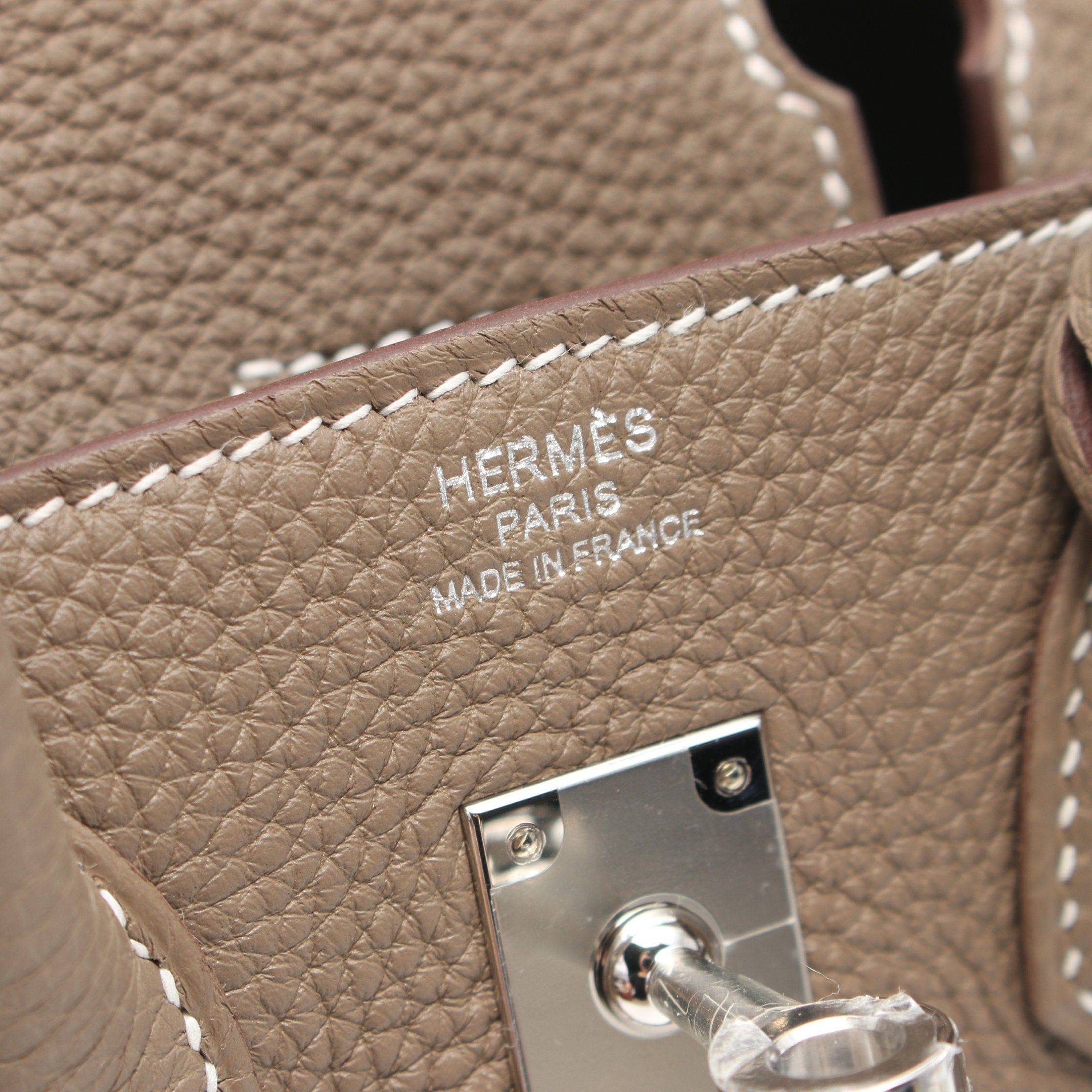 Hermes Hermes Birkin 25 Etoupe Handbag Togo Gray Beige Silver Hardware Double Engraved Size ONE SIZE - 4 Thumbnail