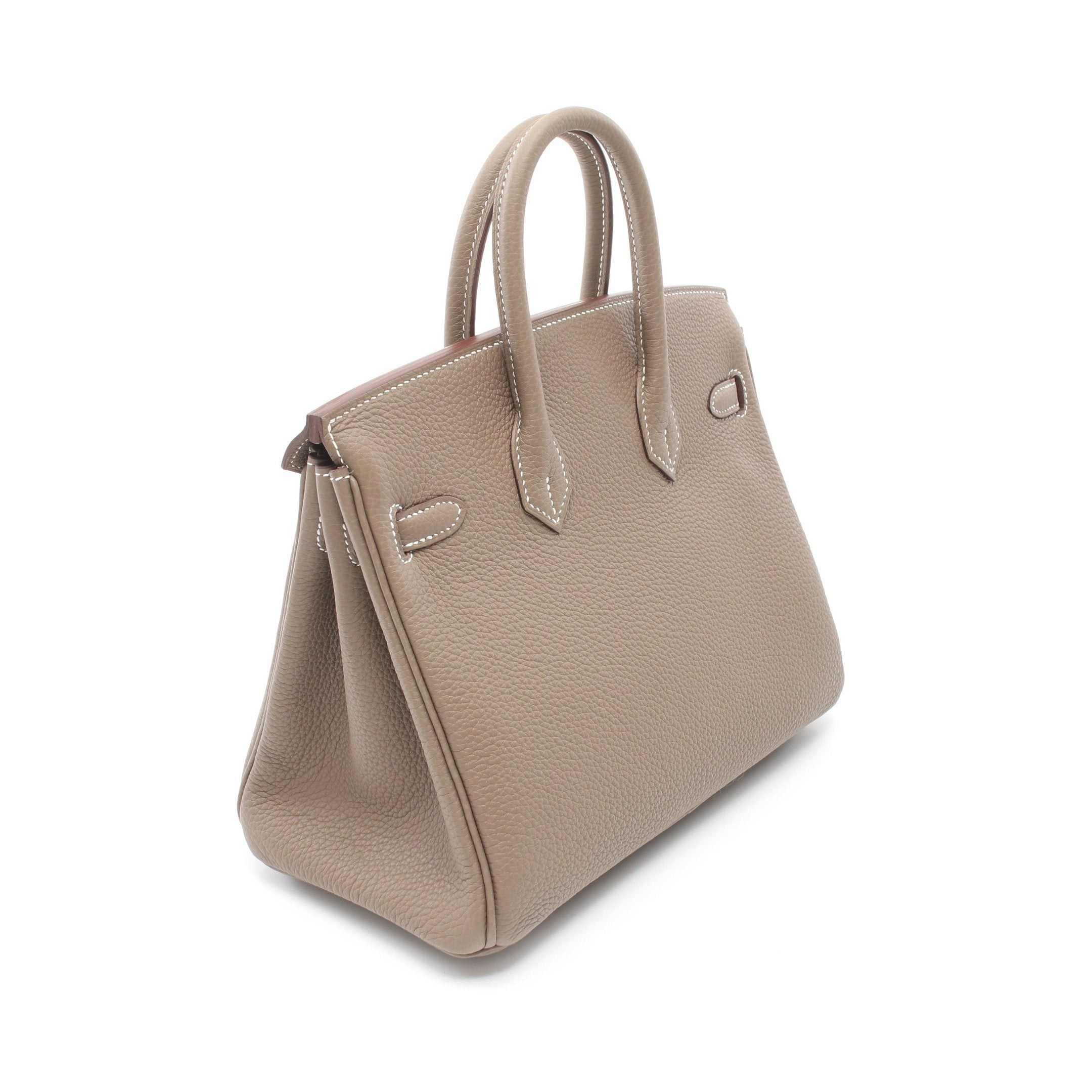 Hermes Hermes Birkin 25 Etoupe Handbag Togo Gray Beige Silver Hardware Double Engraved Size ONE SIZE - 2 Thumbnail