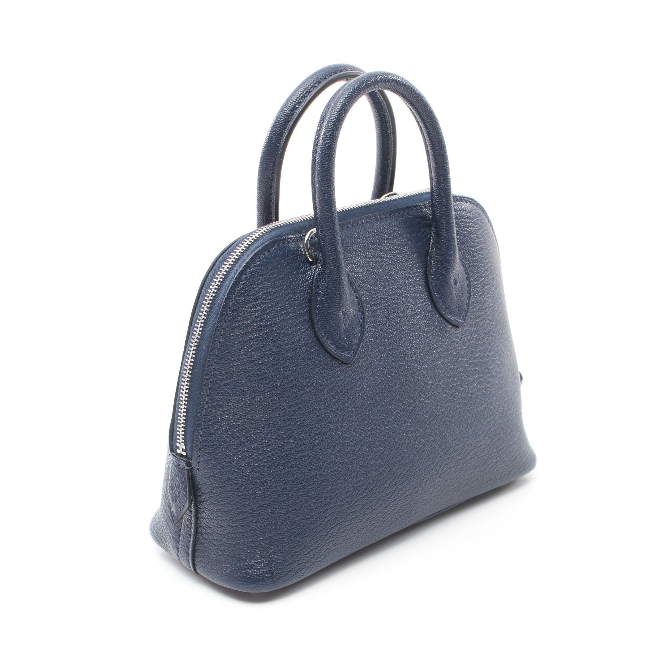 Hermes Hermes Bolide 1923 Mini Blue Navy Handbag Chevre Myzore Goatskin Silver Hardware B Stamp Size ONE SIZE - 2 Thumbnail