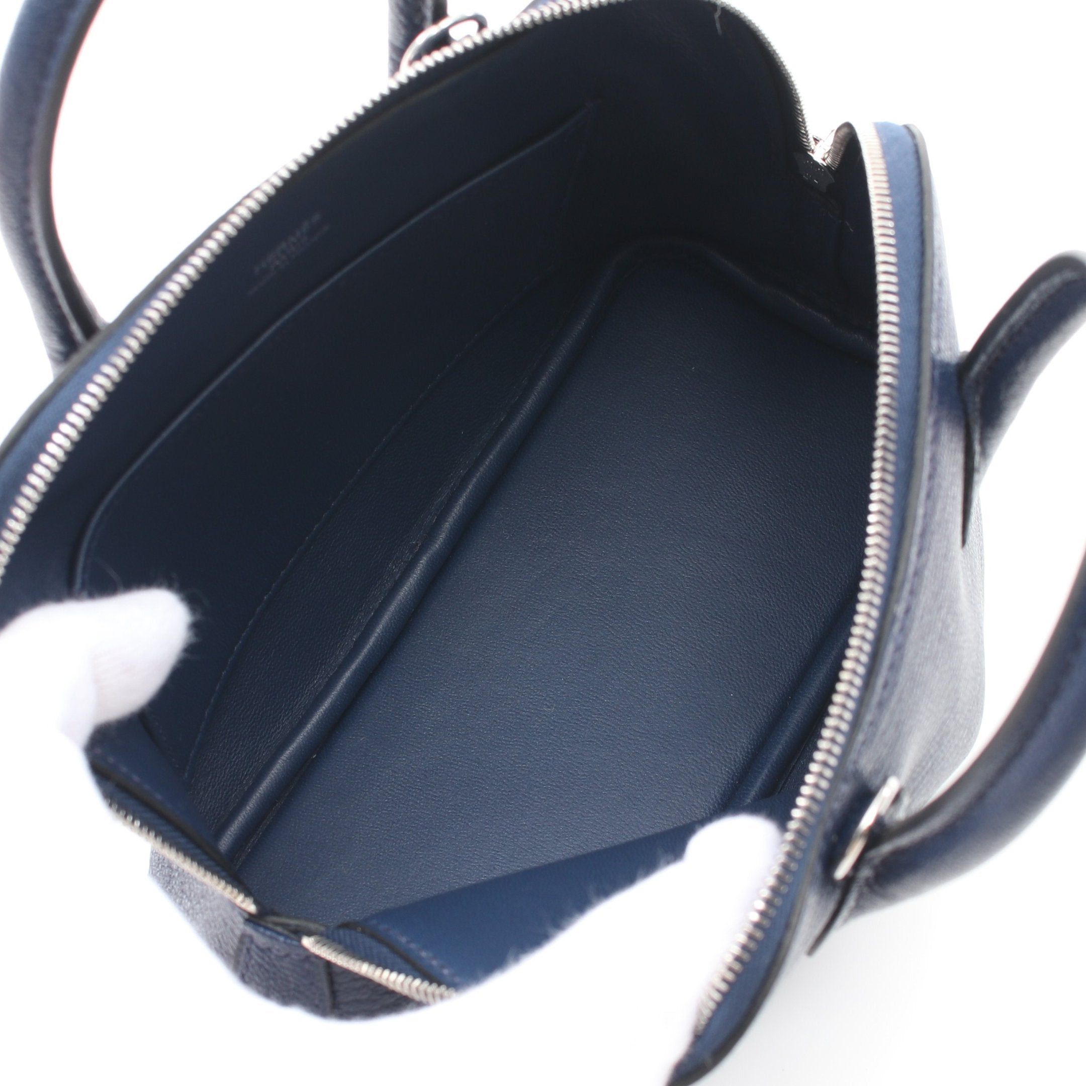 Hermes Hermes Bolide 1923 Mini Blue Navy Handbag Chevre Myzore Goatskin Silver Hardware B Stamp Size ONE SIZE - 3 Thumbnail