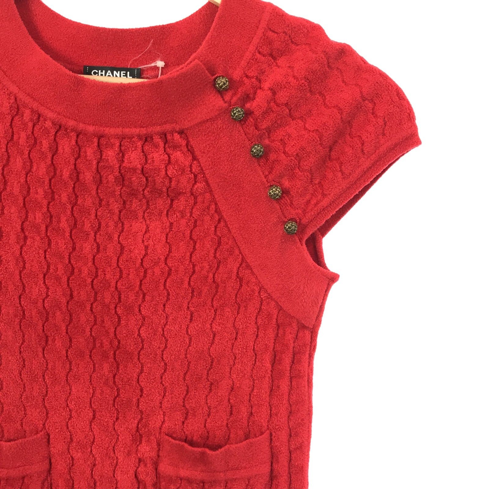 Chanel Chanel Short Sleeve Dress One Piece Rayon Red Size ONE SIZE - 4 Thumbnail