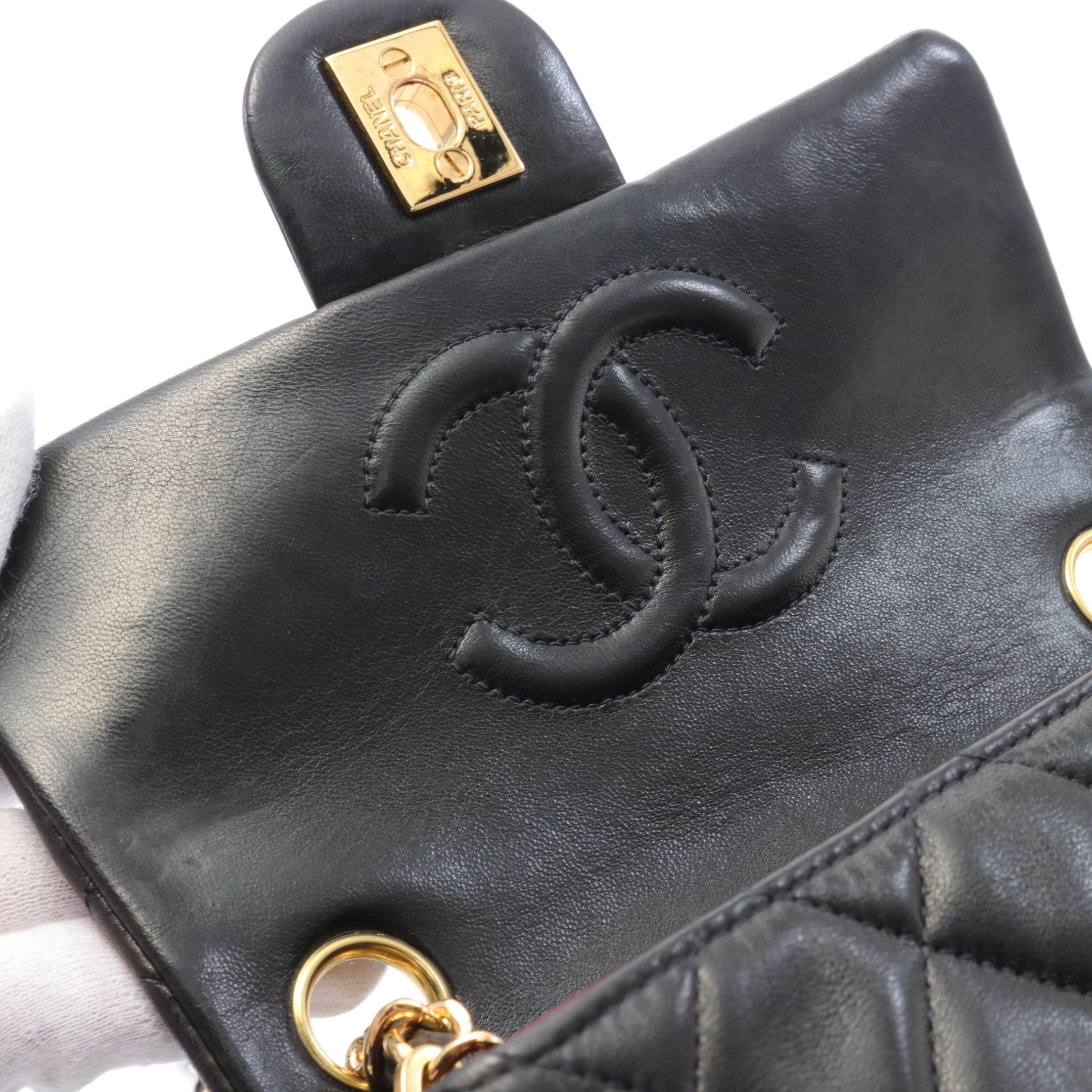 Chanel Chanel Mini Matelasse Chain Shoulder Bag Lambskin Black Gold Hardware Size ONE SIZE - 6 Thumbnail