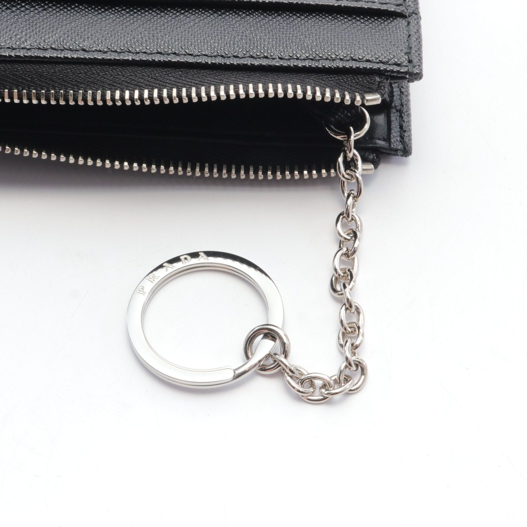 Prada Prada Coin Purse Saffiano Leather Black With Key Ring Size ONE SIZE - 5 Thumbnail