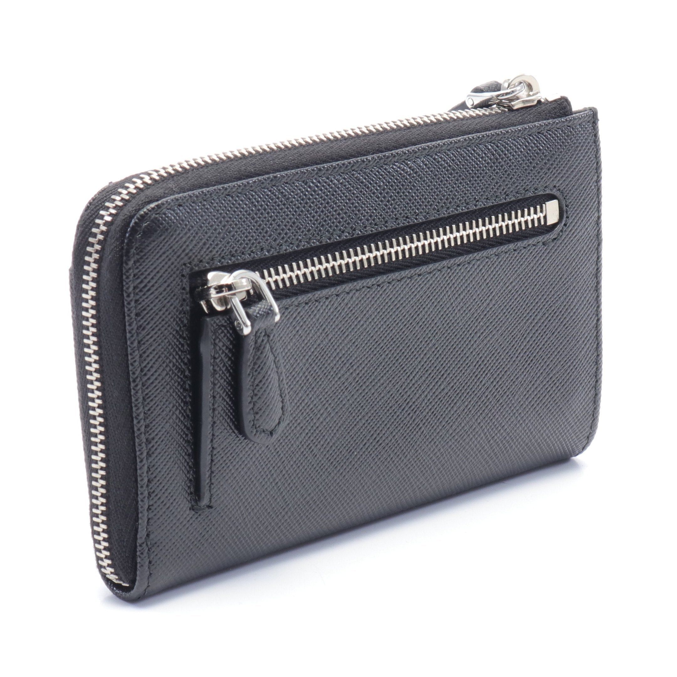 Prada Prada Coin Purse Saffiano Leather Black With Key Ring Size ONE SIZE - 2 Thumbnail