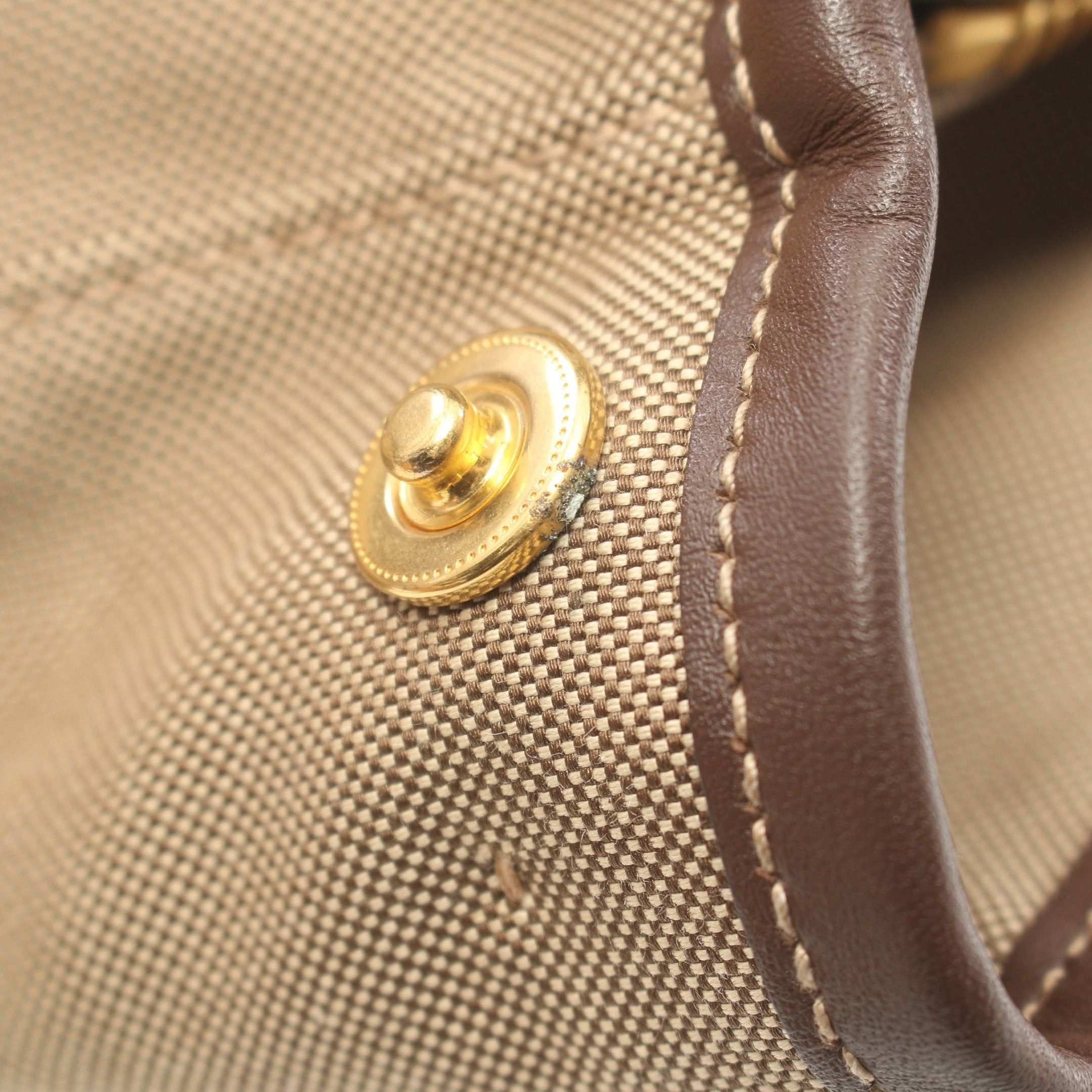 Prada Prada Logo Jacquard Handbag Tote Bag Canvas Leather Khaki Beige Brown Size ONE SIZE - 8 Thumbnail
