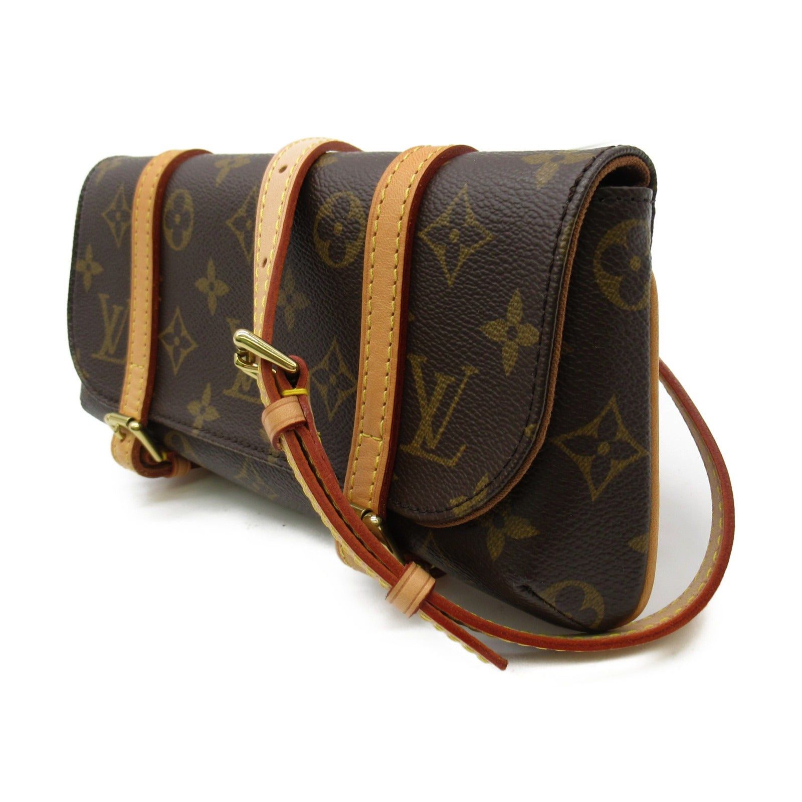Louis Vuitton Louis Vuitton Pochette Marelle Handbag Coated Canvas Monogram Brown Size ONE SIZE - 3 Thumbnail