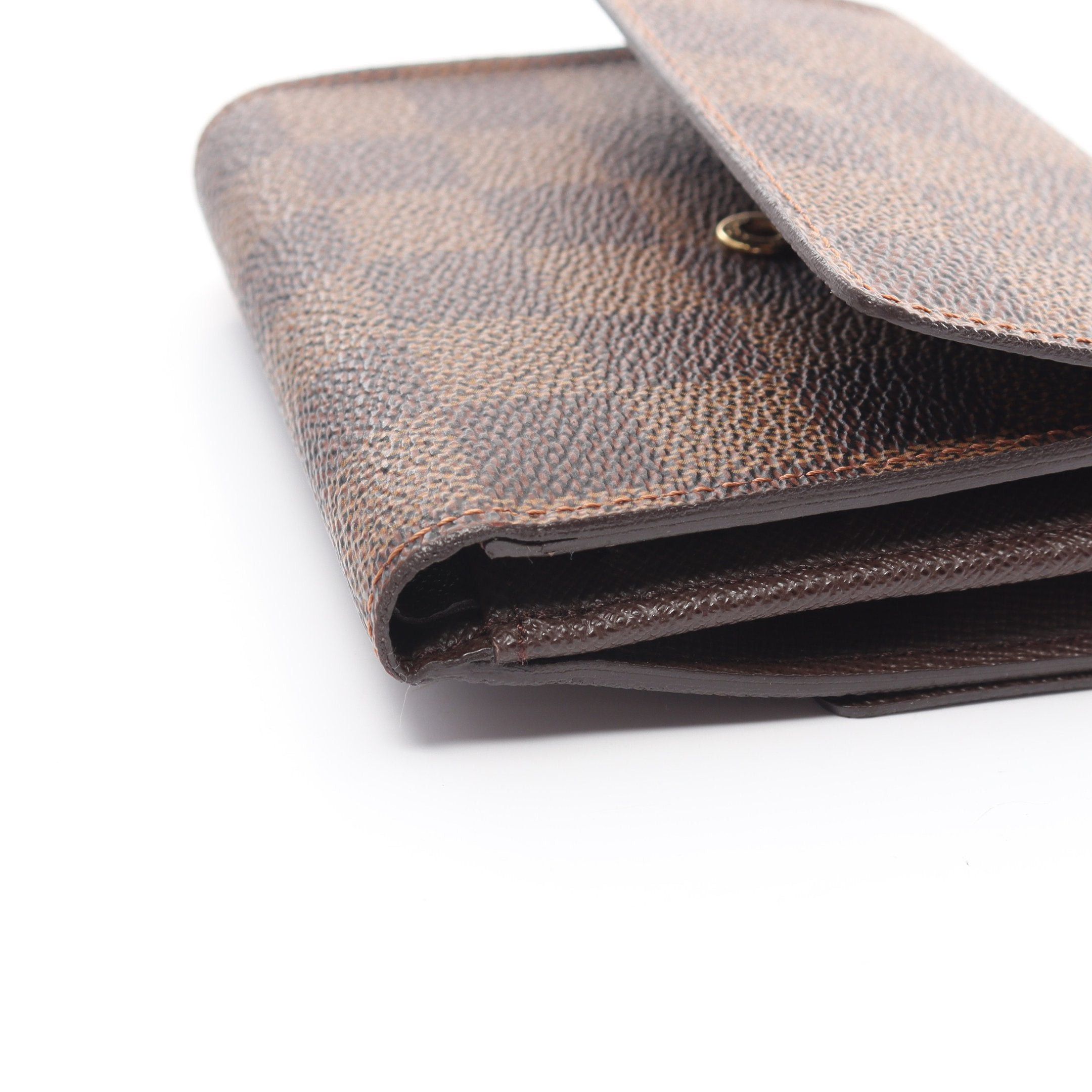 Louis Vuitton Louis Vuitton Porte-Monnaie Bie Carte Credit Damier Ebene Trifold Wallet Double Hook Leather Brown Size ONE SIZE - 5 Thumbnail