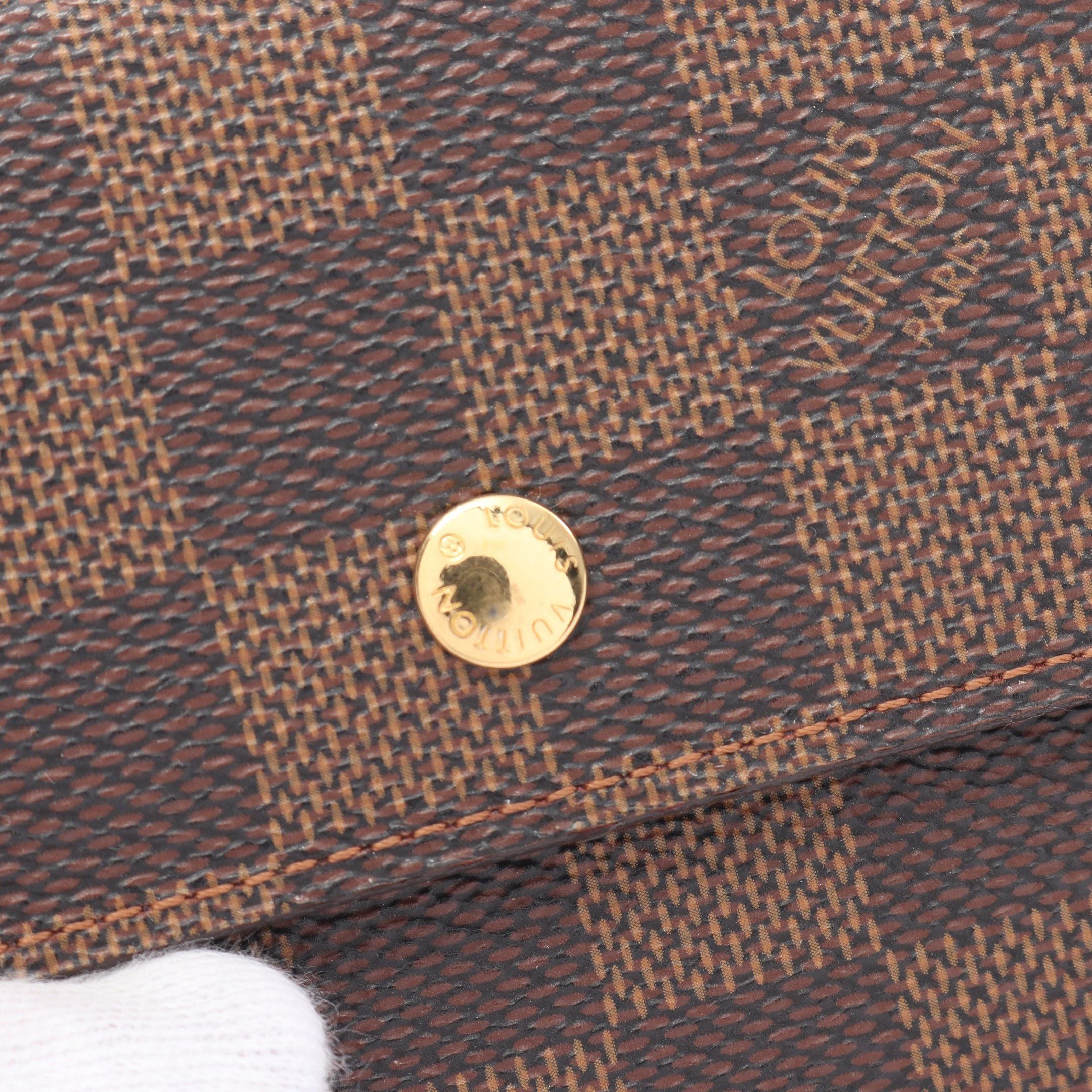 Louis Vuitton Louis Vuitton Porte-Monnaie Bie Carte Credit Damier Ebene Trifold Wallet Double Hook Leather Brown Size ONE SIZE - 6 Thumbnail