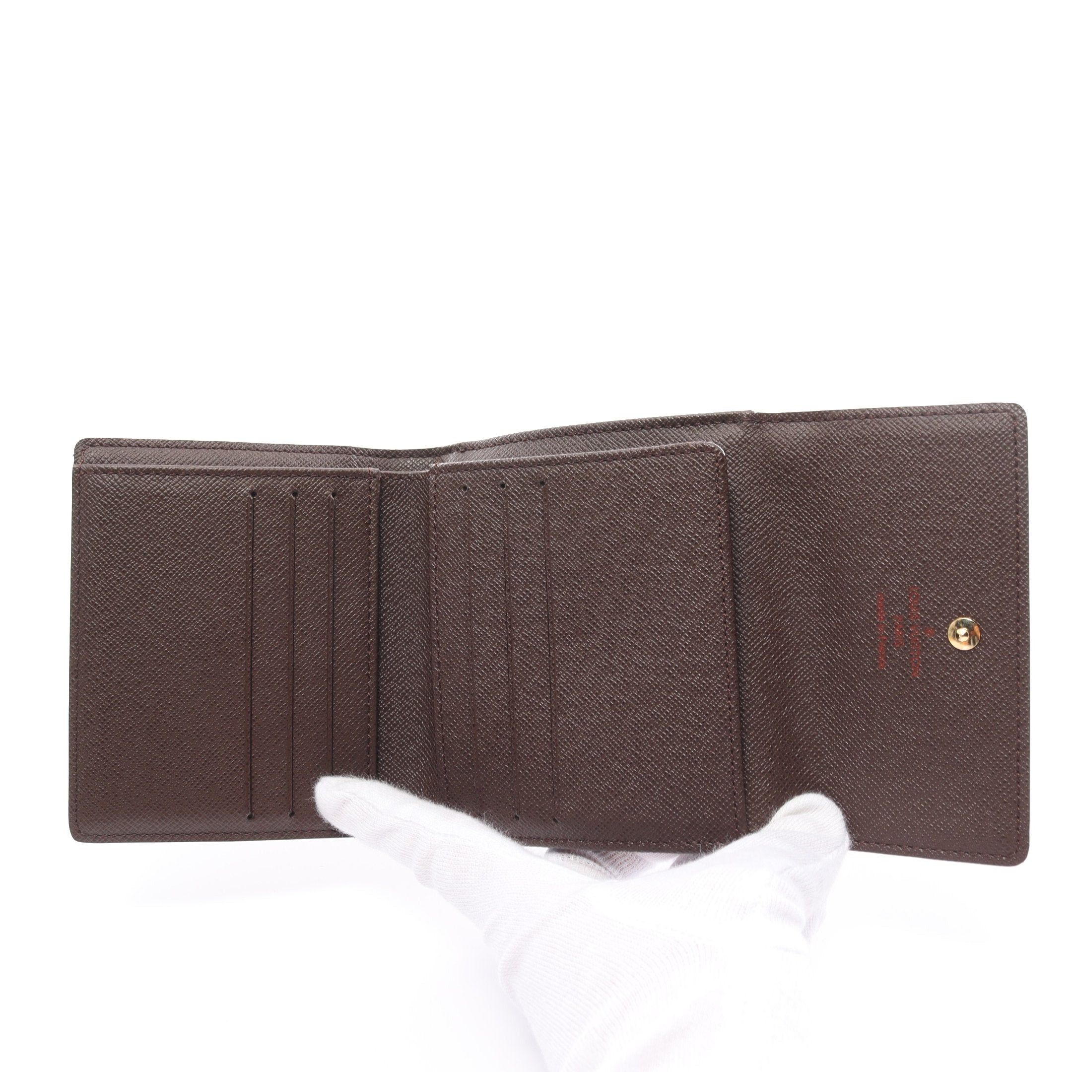 Louis Vuitton Louis Vuitton Porte-Monnaie Bie Carte Credit Damier Ebene Trifold Wallet Double Hook Leather Brown Size ONE SIZE - 3 Thumbnail