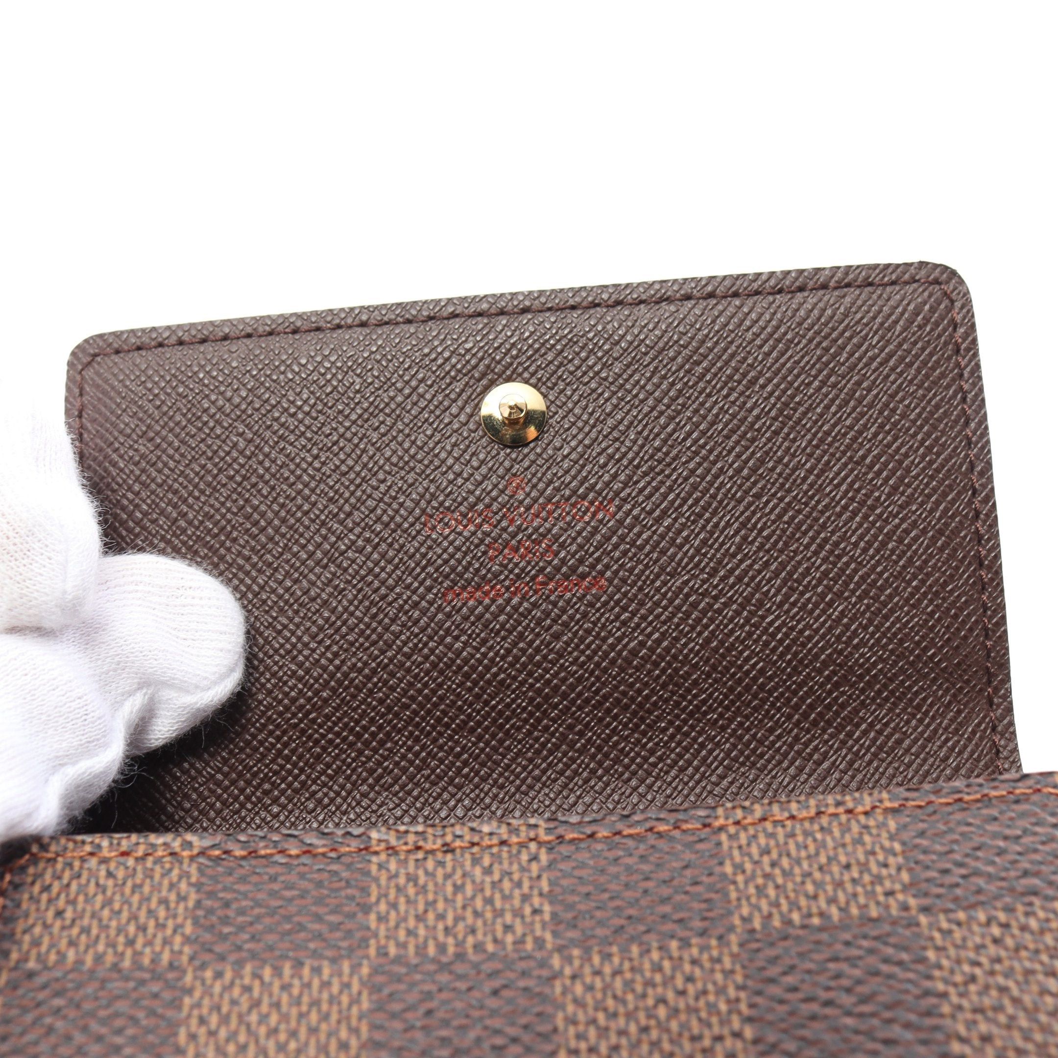 Louis Vuitton Louis Vuitton Porte-Monnaie Bie Carte Credit Damier Ebene Trifold Wallet Double Hook Leather Brown Size ONE SIZE - 4 Thumbnail