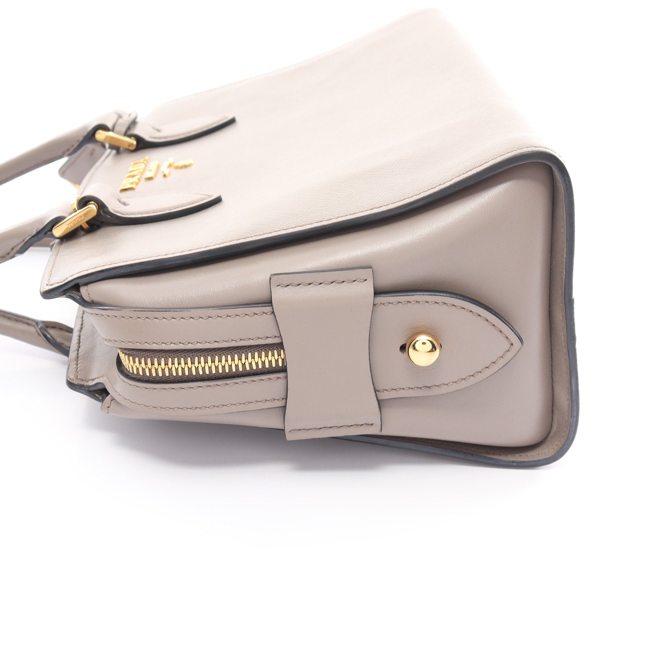 Prada Prada Saffiano Soft C Handbag Leather Gray Size ONE SIZE - 9 Thumbnail
