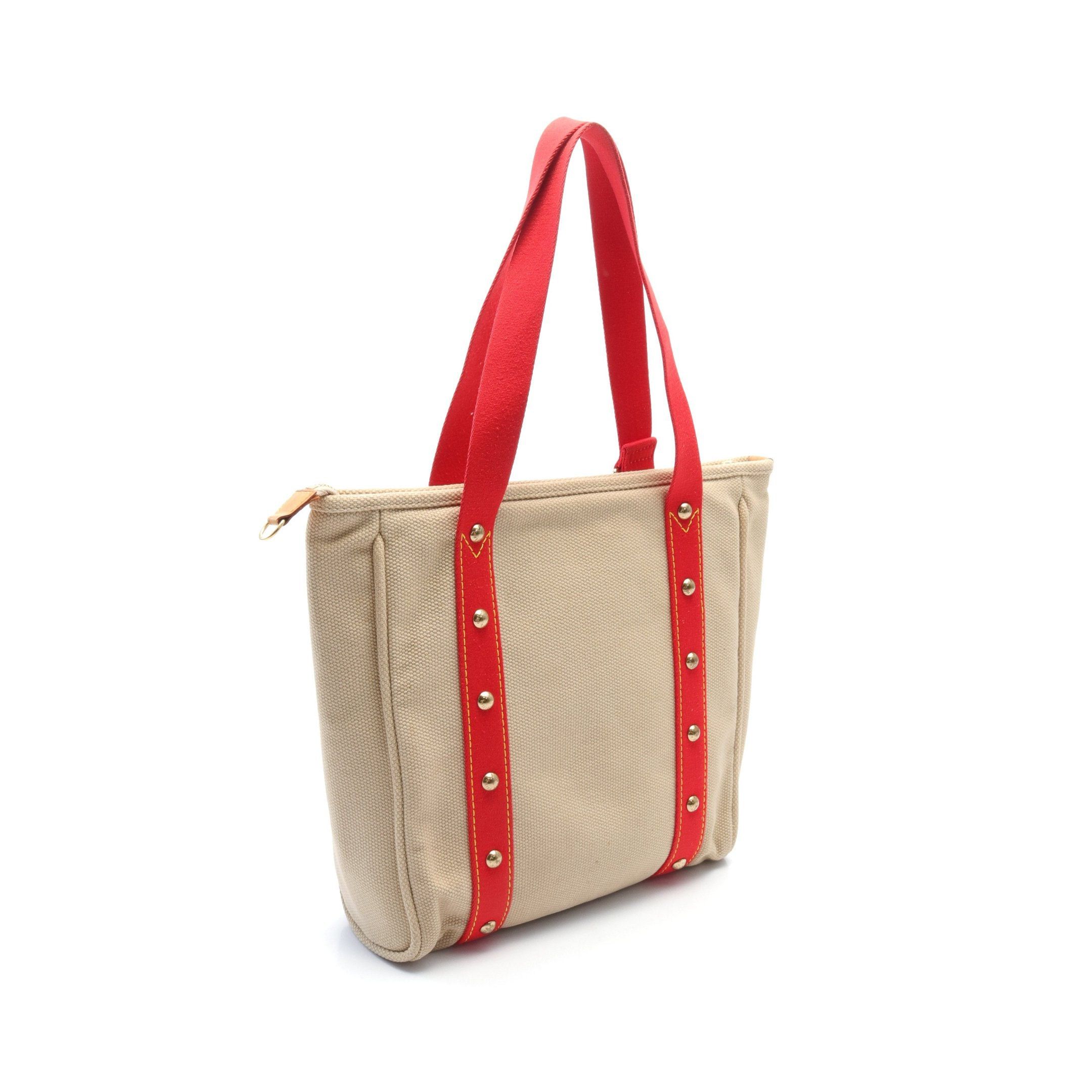 Louis Vuitton Louis Vuitton Hippopotamus Mm Antigua Shoulder Bag Tote Canvas Leather Beige Red Size ONE SIZE - 2 Thumbnail