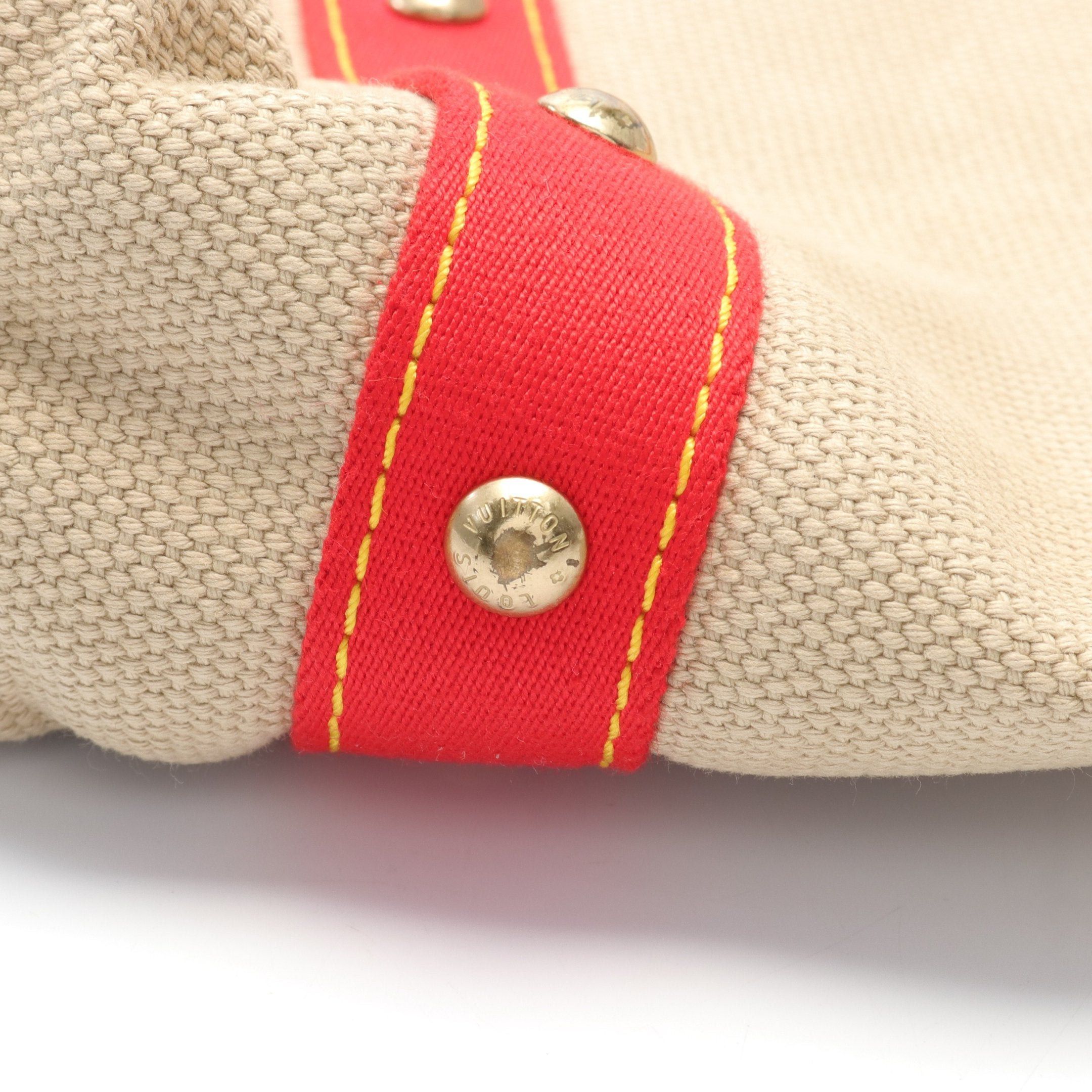 Louis Vuitton Louis Vuitton Hippopotamus Mm Antigua Shoulder Bag Tote Canvas Leather Beige Red Size ONE SIZE - 7 Thumbnail