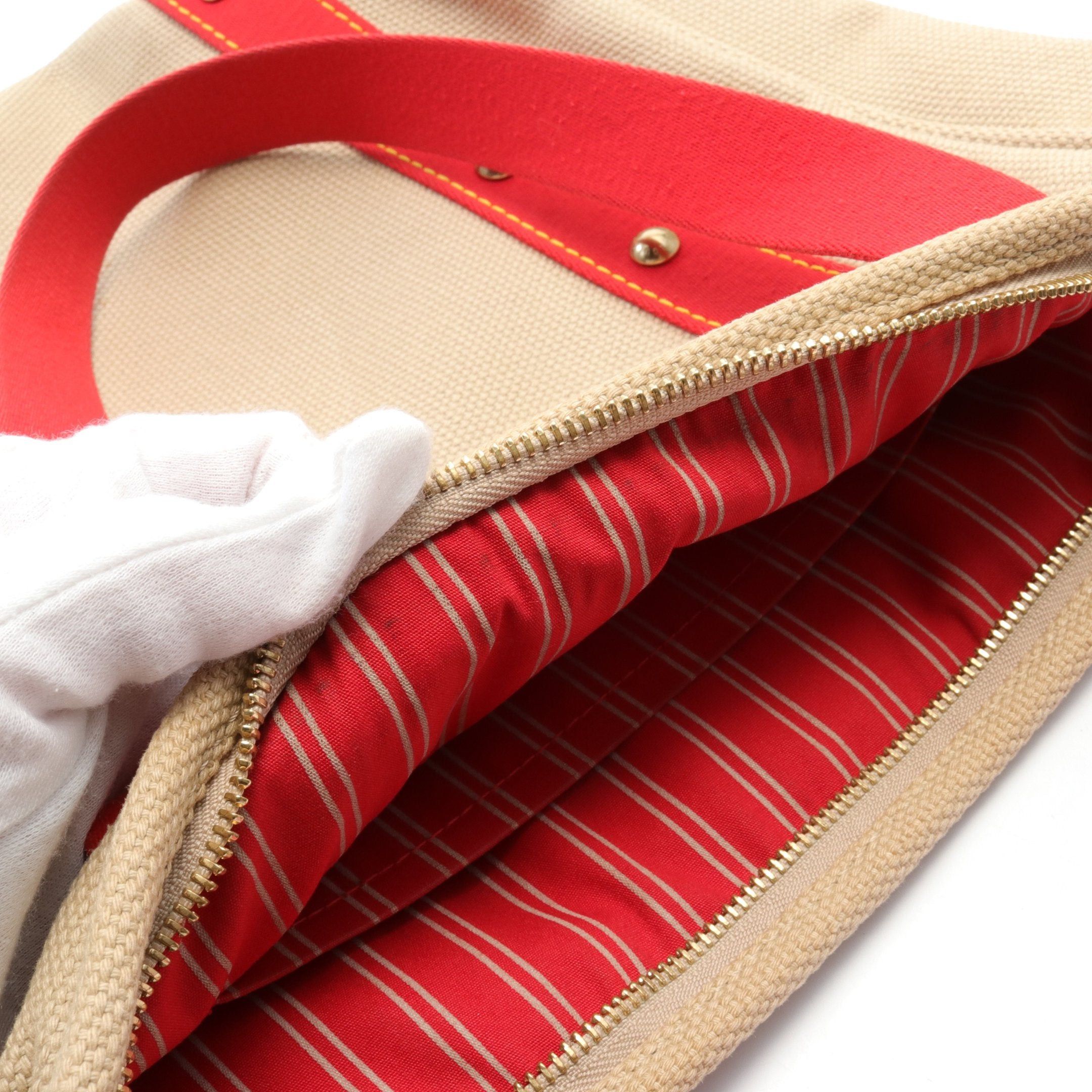 Louis Vuitton Louis Vuitton Hippopotamus Mm Antigua Shoulder Bag Tote Canvas Leather Beige Red Size ONE SIZE - 5 Thumbnail