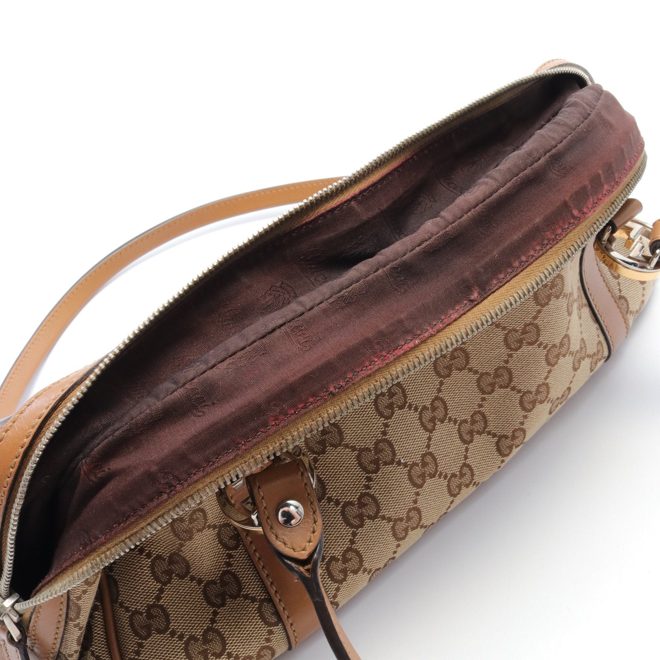 Gucci Gucci Gg Twins Gucci Sima Shoulder Bag Canvas Leather Beige Dark Brown Size ONE SIZE - 5 Thumbnail
