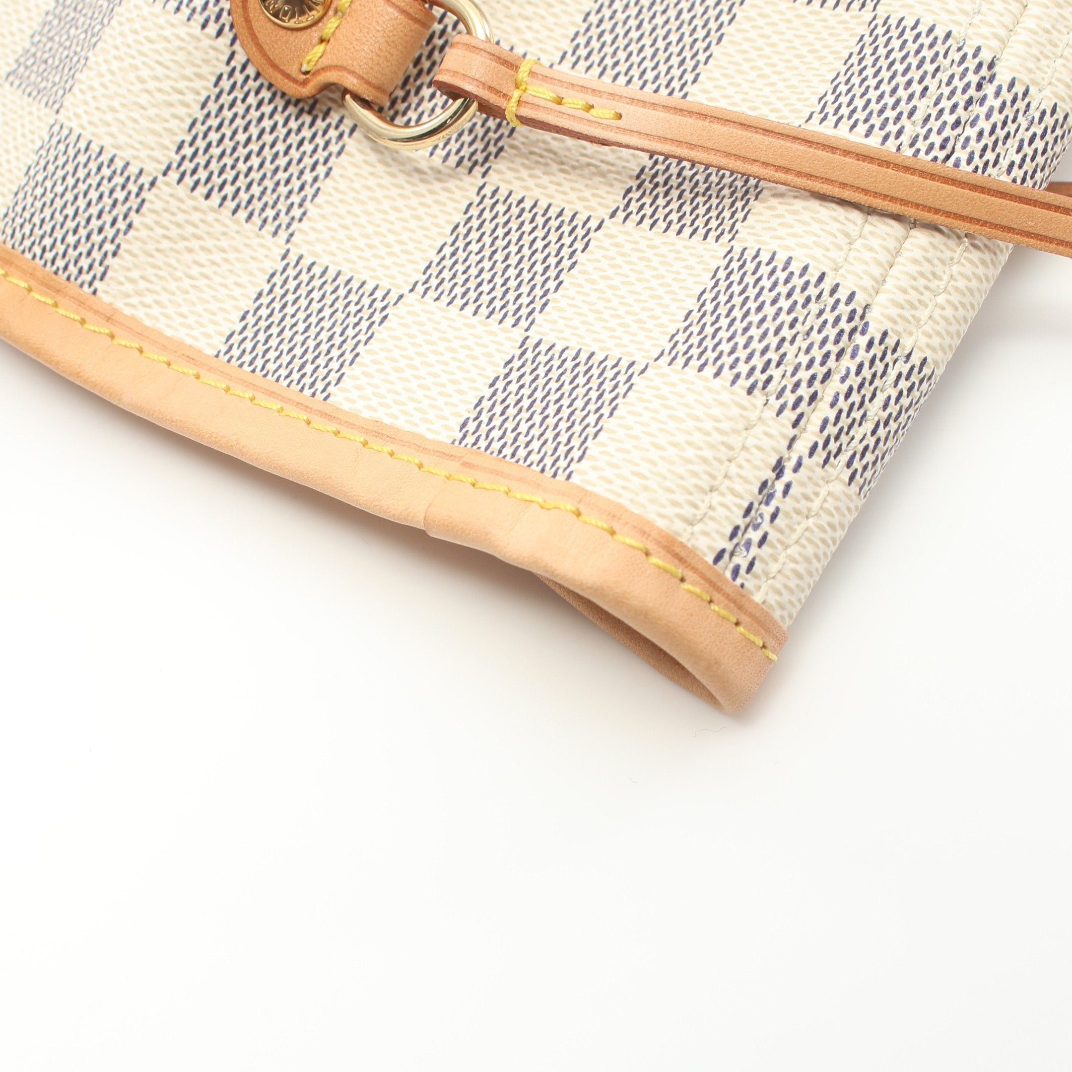 Louis Vuitton Louis Vuitton Neverfull Mm Damier Azur Shoulder Bag Tote Leather White Size ONE SIZE - 10 Thumbnail
