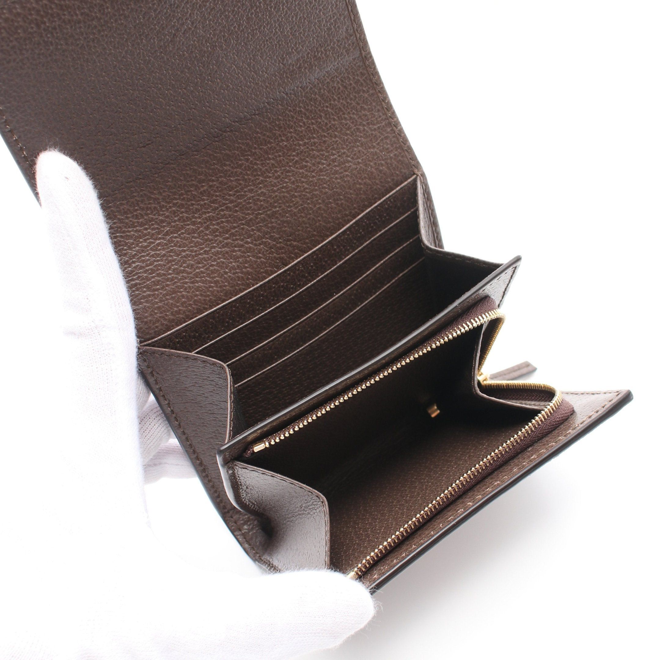 Gucci Gucci Ophidia Gg Wallet Sherry Line Bi-Fold Leather Beige Dark Brown Multicolor Size ONE SIZE - 3 Thumbnail