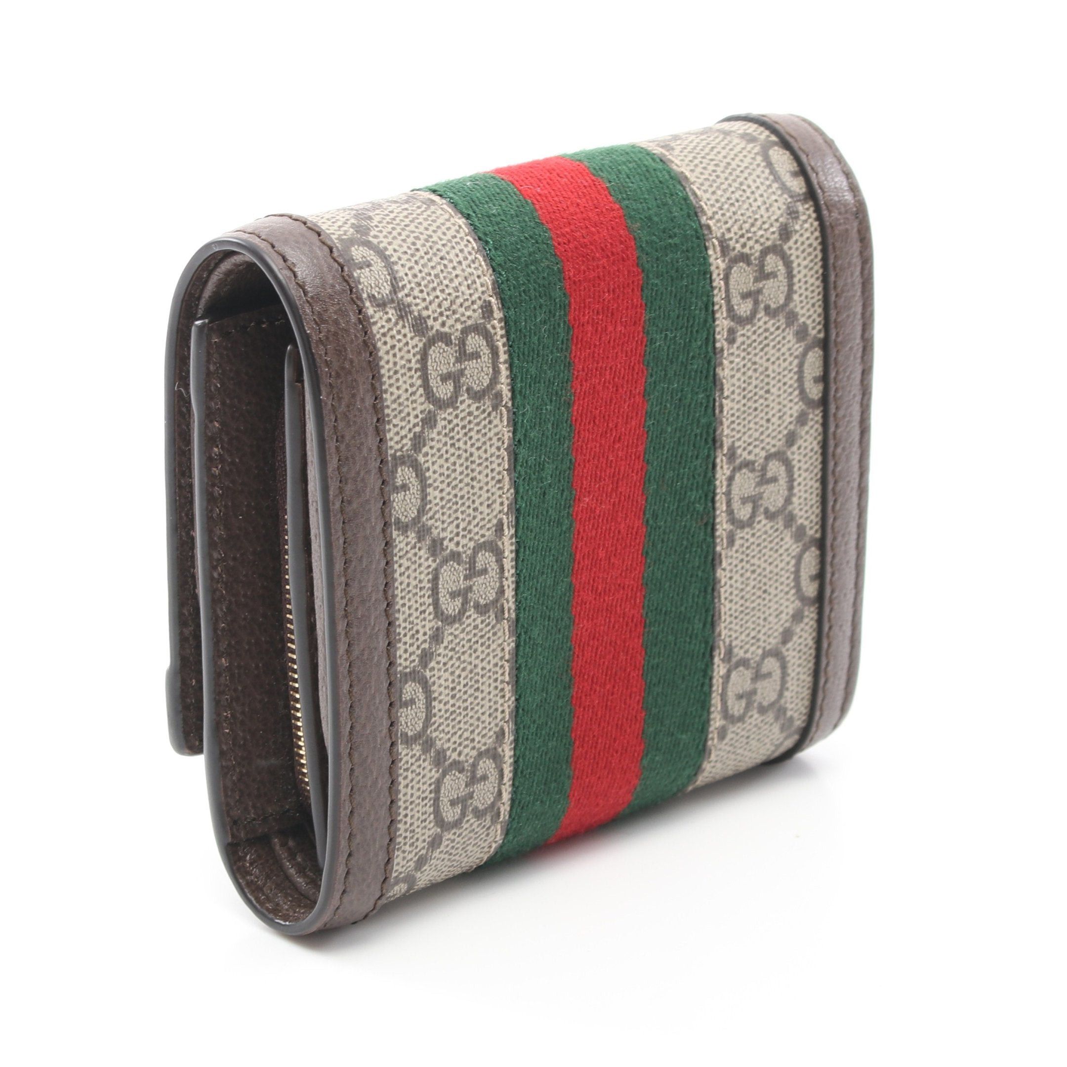 Gucci Gucci Ophidia Gg Wallet Sherry Line Bi-Fold Leather Beige Dark Brown Multicolor Size ONE SIZE - 2 Thumbnail