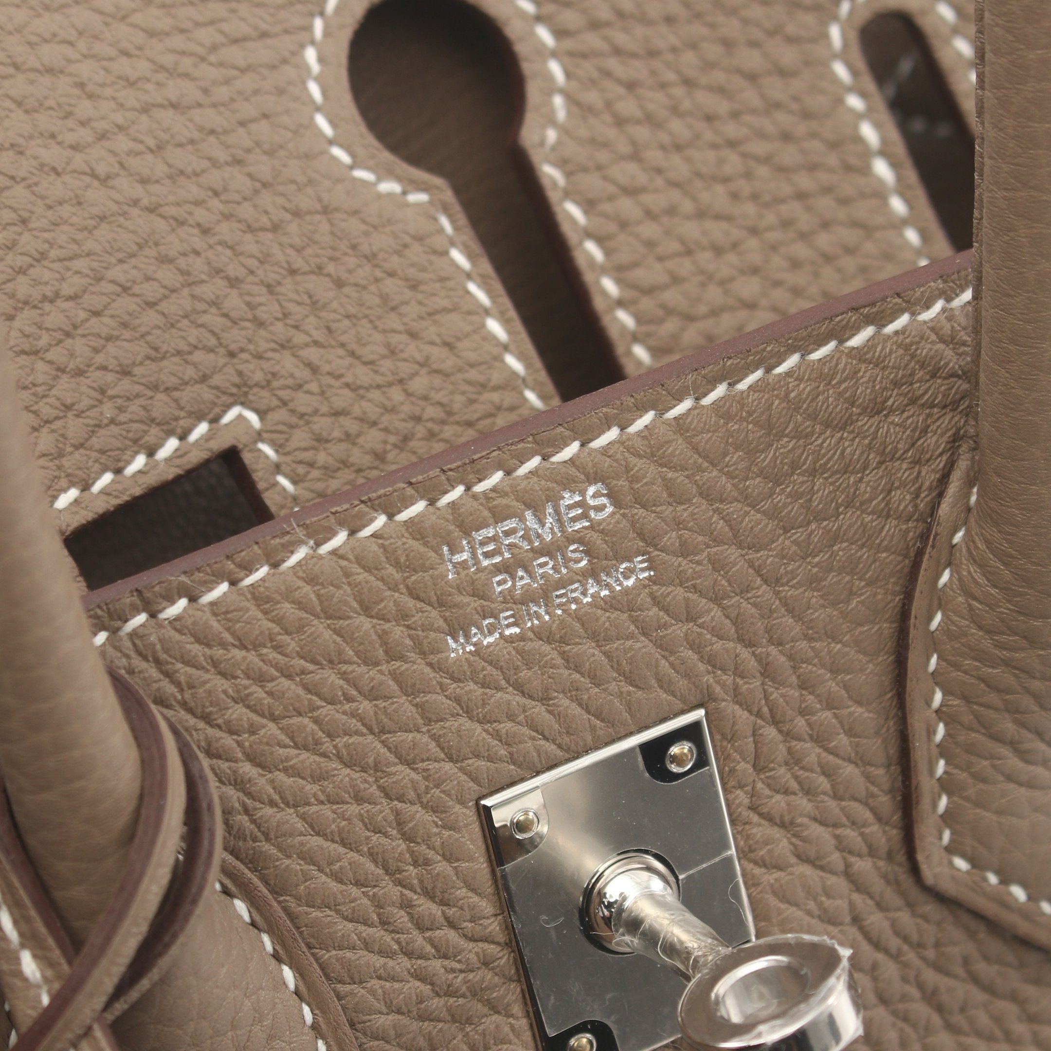 Hermes Hermes Birkin 25 Etoupe Handbag Clemence Leather Gray Brown Silver Hardware B Stamp Size ONE SIZE - 4 Thumbnail
