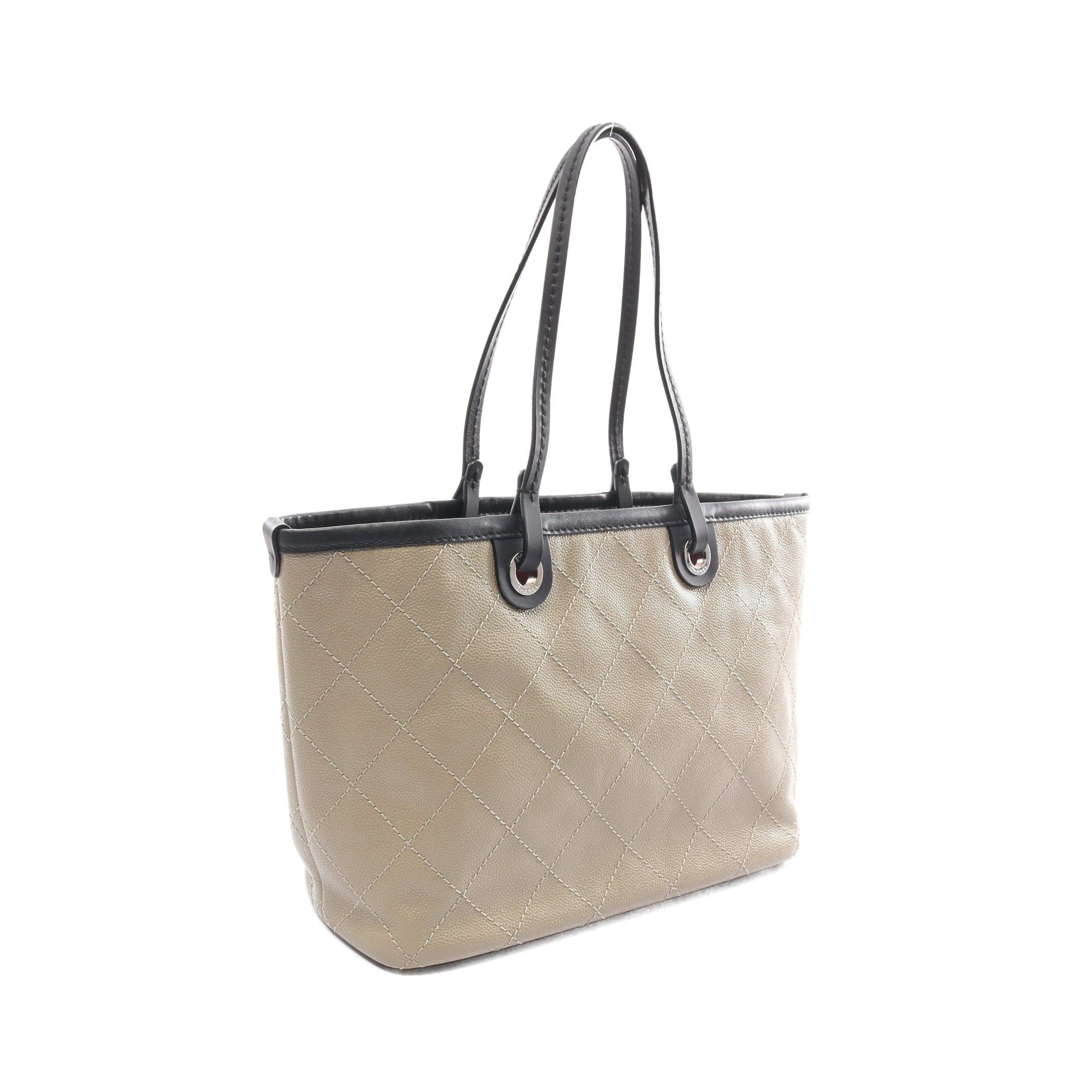 Chanel Chanel On The Road Shoulder Bag Tote Caviar Skin Khaki Beige Silver Hardware Size ONE SIZE - 2 Thumbnail