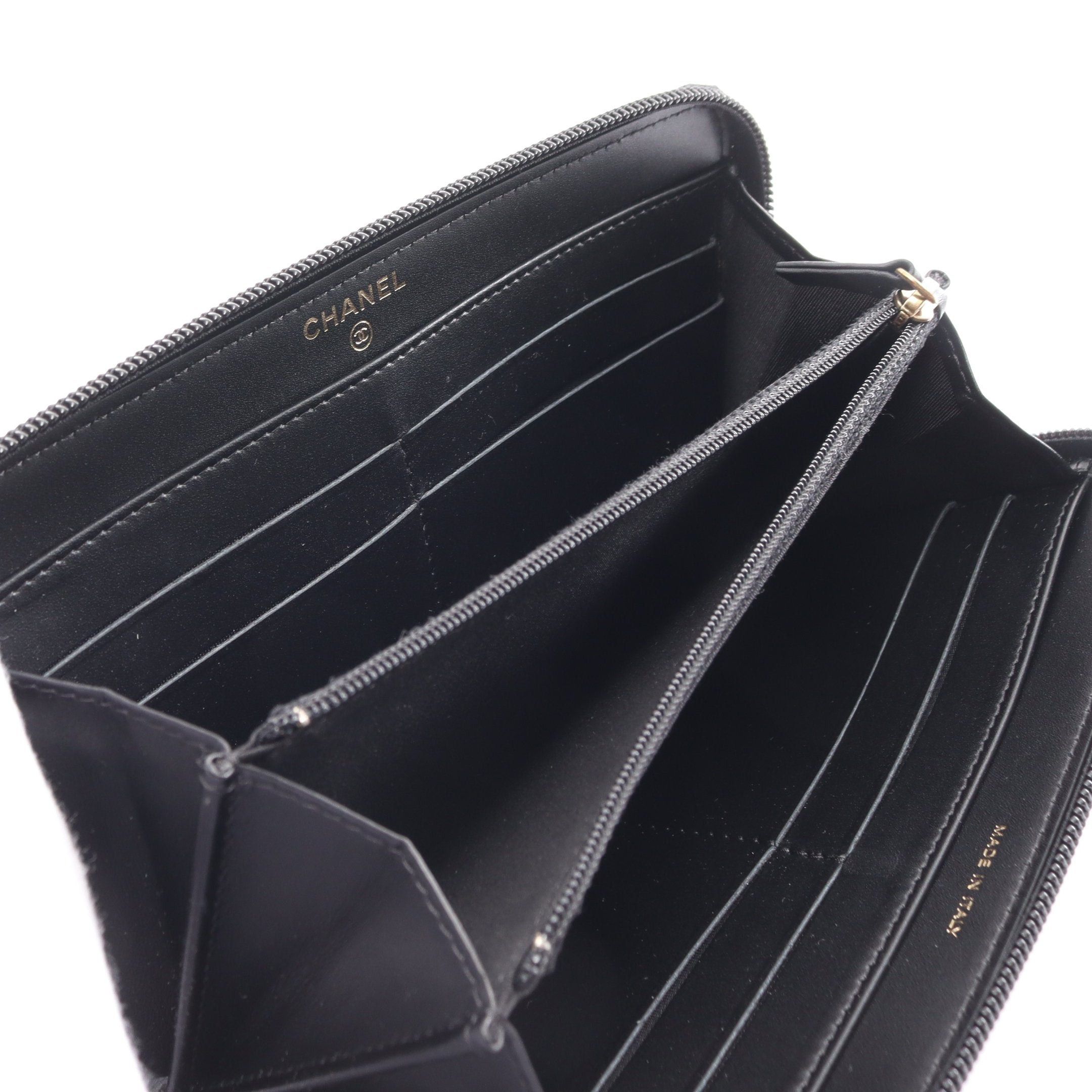 Chanel Chanel Coco Mark Round Zipper Long Wallet Caviar Skin Black Gold Hardware Size ONE SIZE - 3 Thumbnail