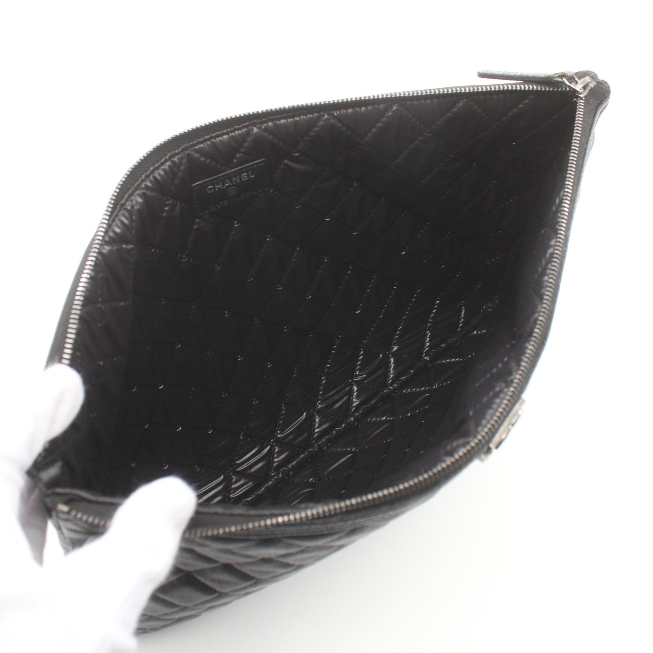 Chanel Chanel Boy Chanel Clutch Bag Caviar Skin Black Antique Silver Hardware Size ONE SIZE - 3 Thumbnail