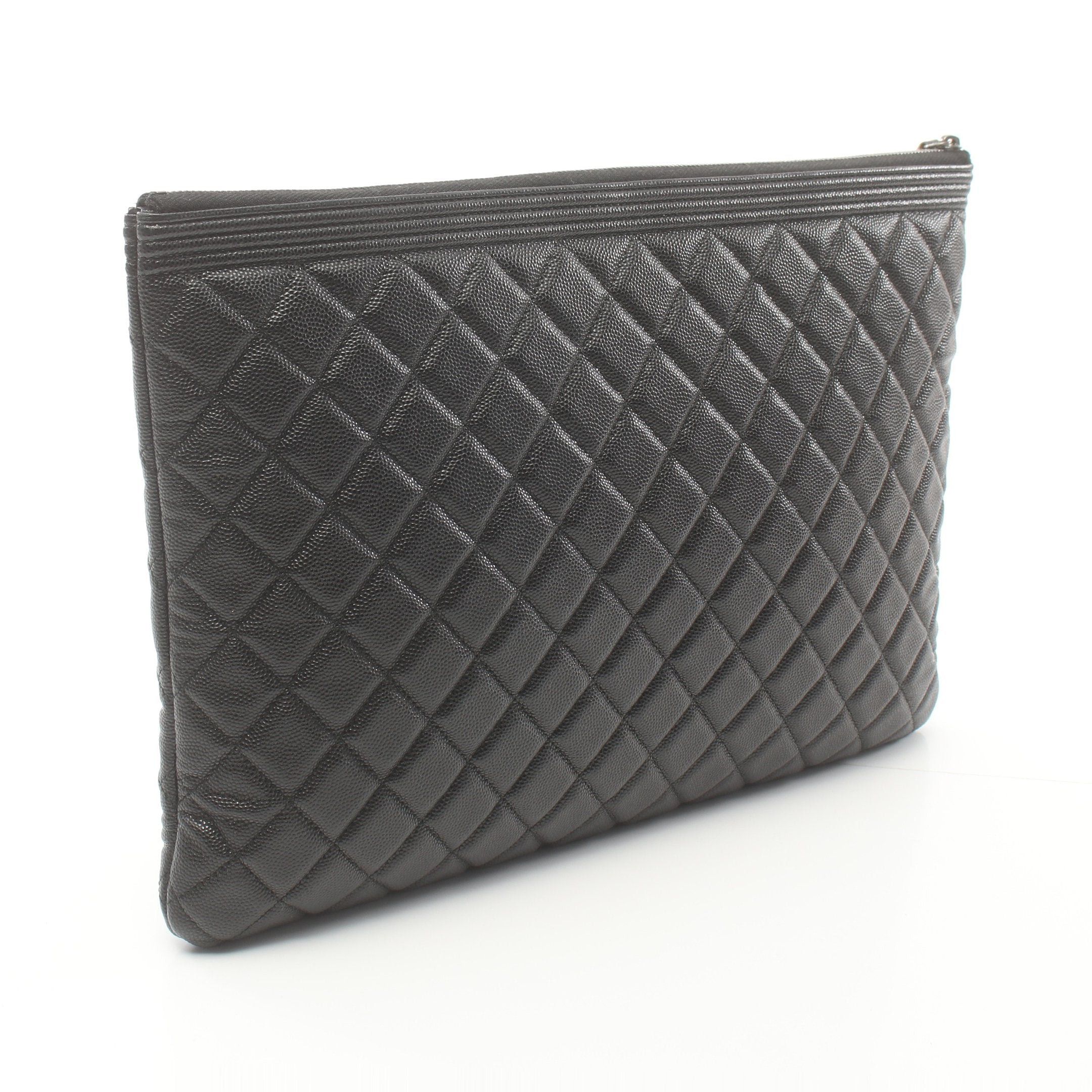 Chanel Chanel Boy Chanel Clutch Bag Caviar Skin Black Antique Silver Hardware Size ONE SIZE - 2 Thumbnail