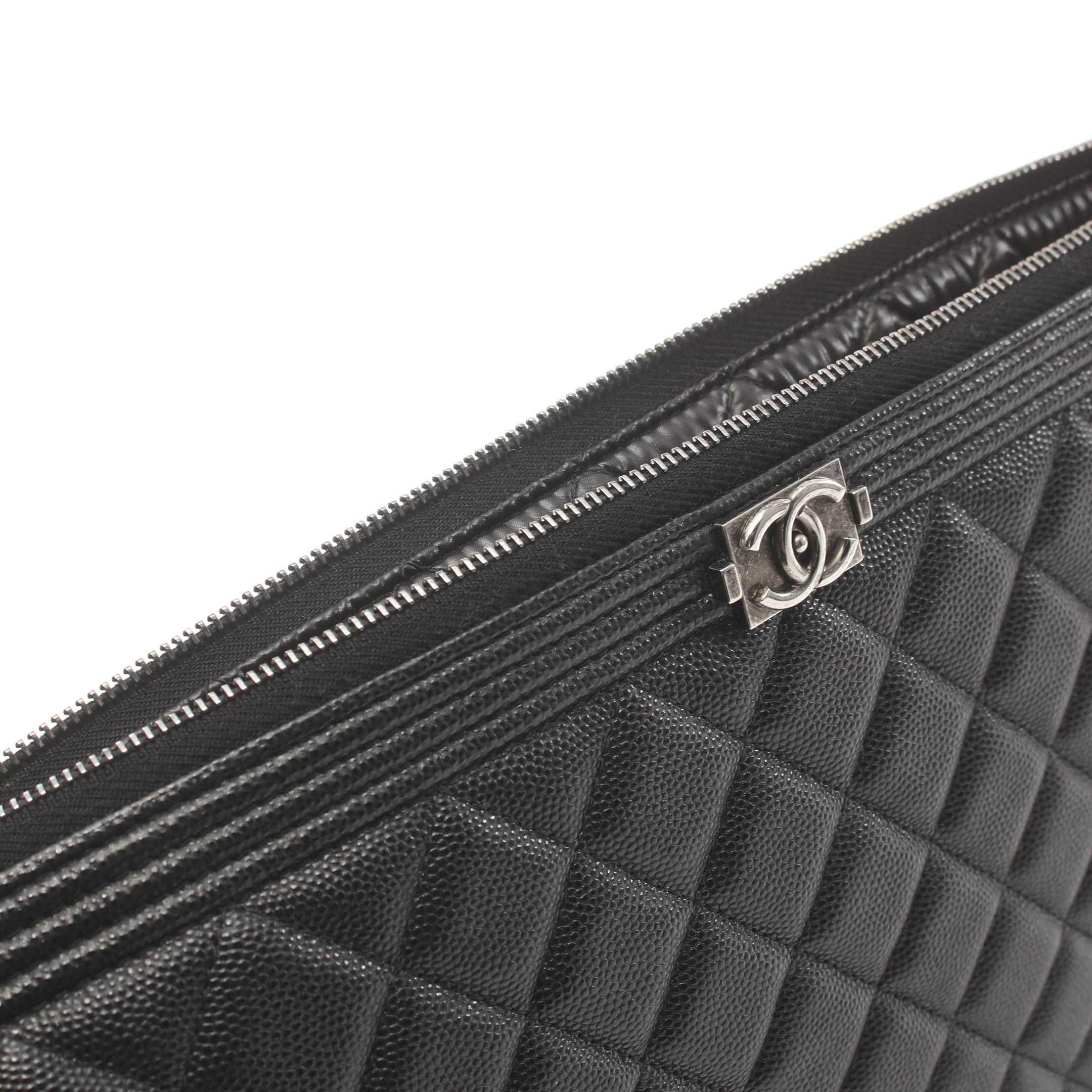 Chanel Chanel Boy Chanel Clutch Bag Caviar Skin Black Antique Silver Hardware Size ONE SIZE - 8 Thumbnail