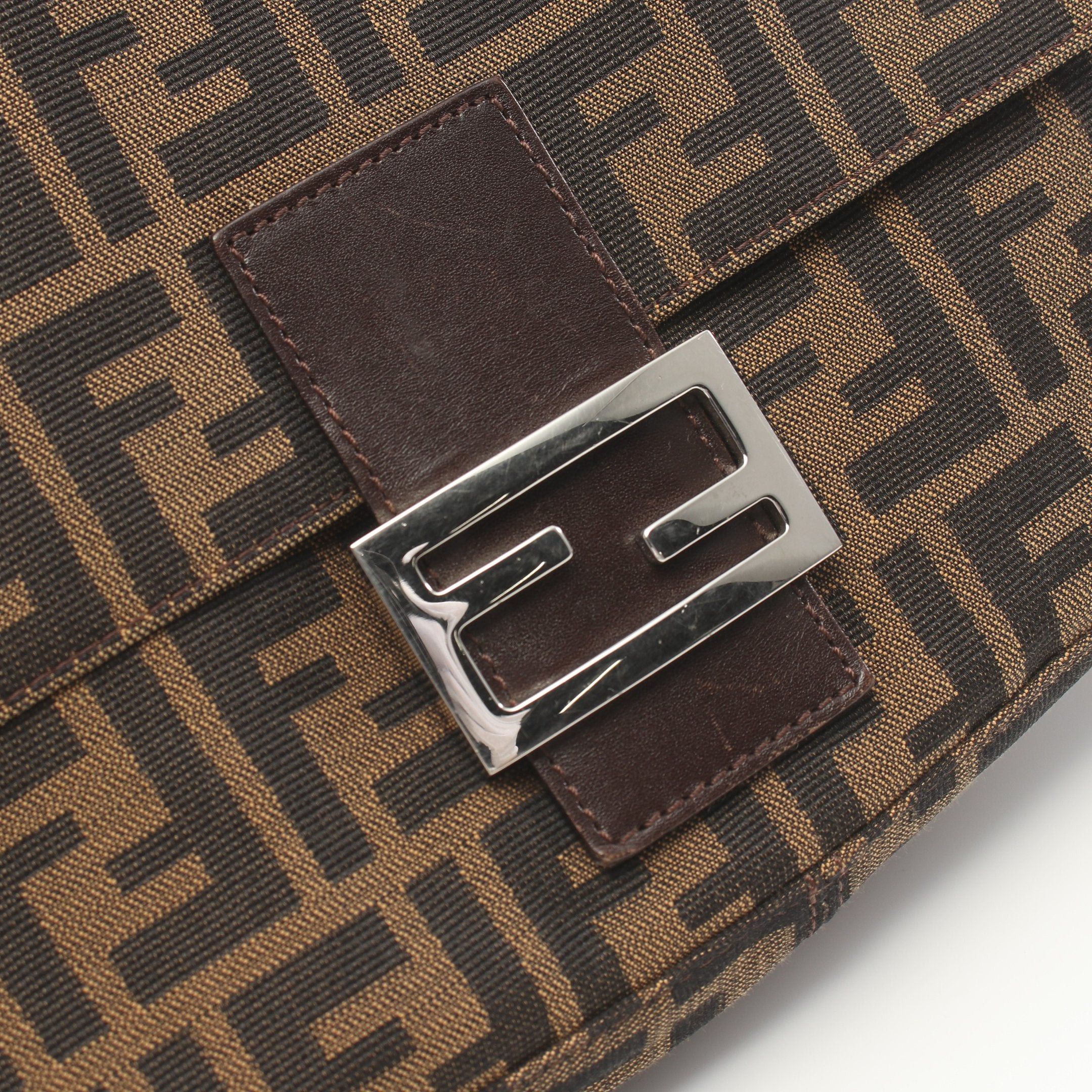 Fendi Fendi Mamma Bucket Zucca One Shoulder Bag Canvas Leather Brown Dark Size ONE SIZE - 5 Thumbnail