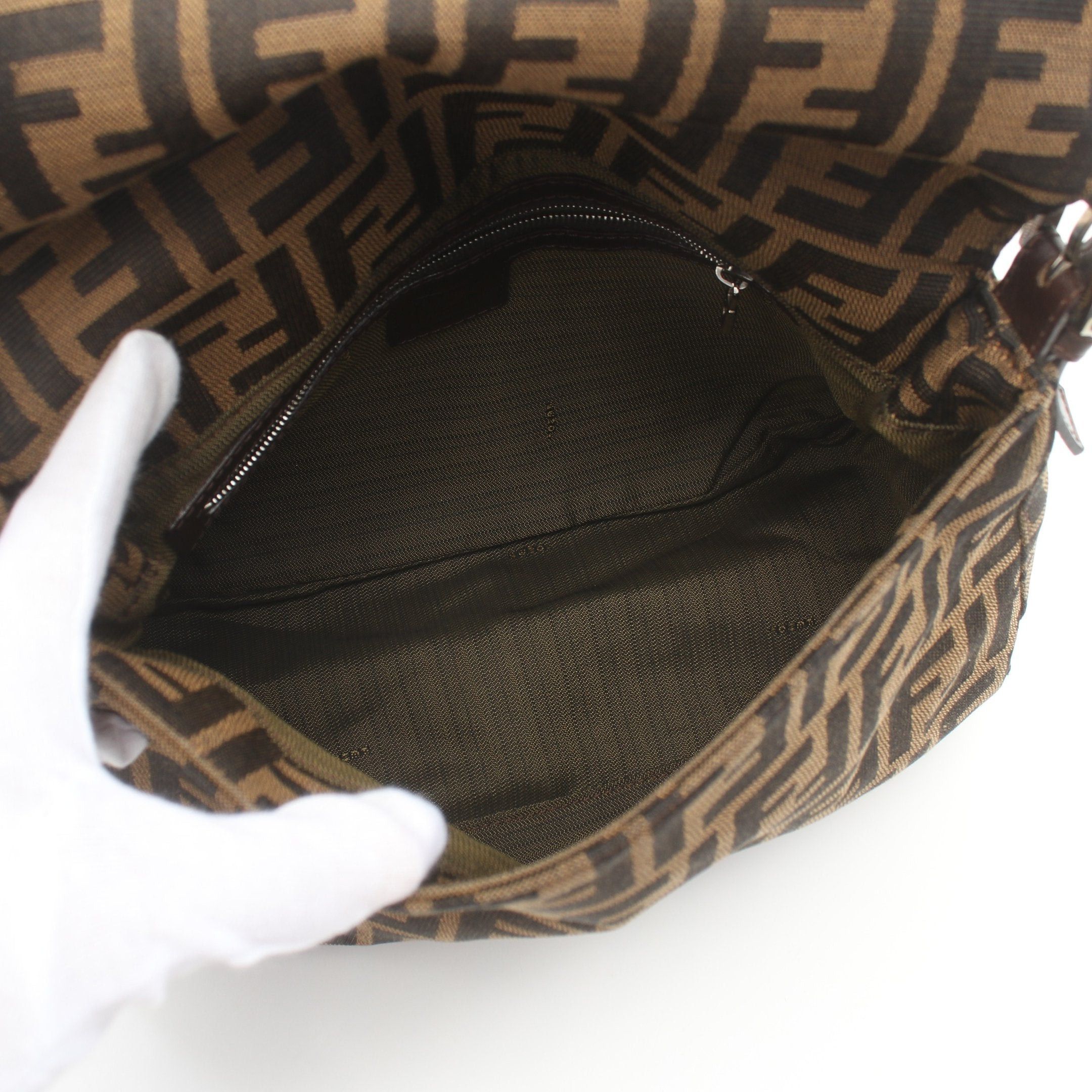 Fendi Fendi Mamma Bucket Zucca One Shoulder Bag Canvas Leather Brown Dark Size ONE SIZE - 3 Thumbnail