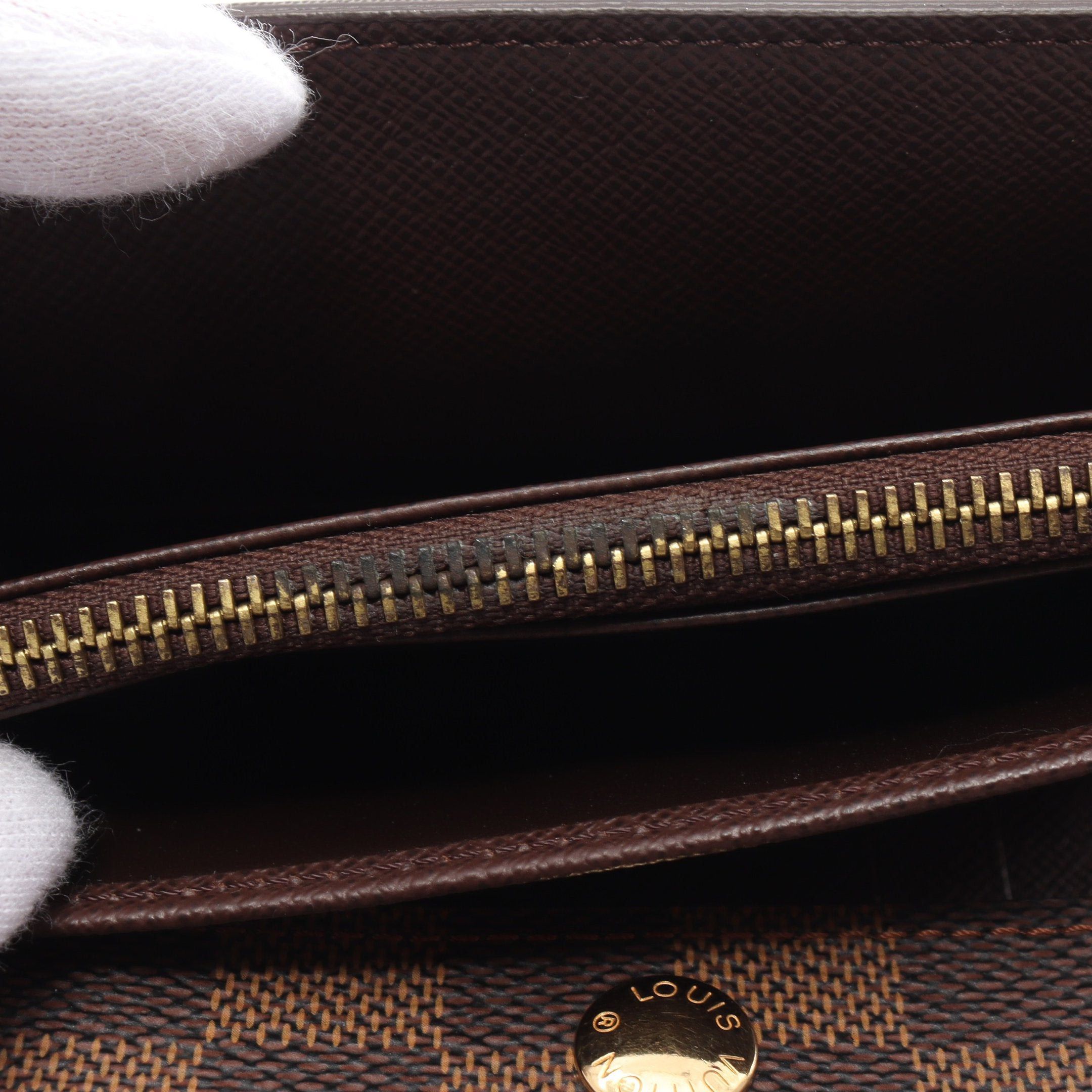 Louis Vuitton Louis Vuitton Portefeuil Alexandra Damier Ebene Trifold Wallet Leather Brown Size ONE SIZE - 7 Thumbnail