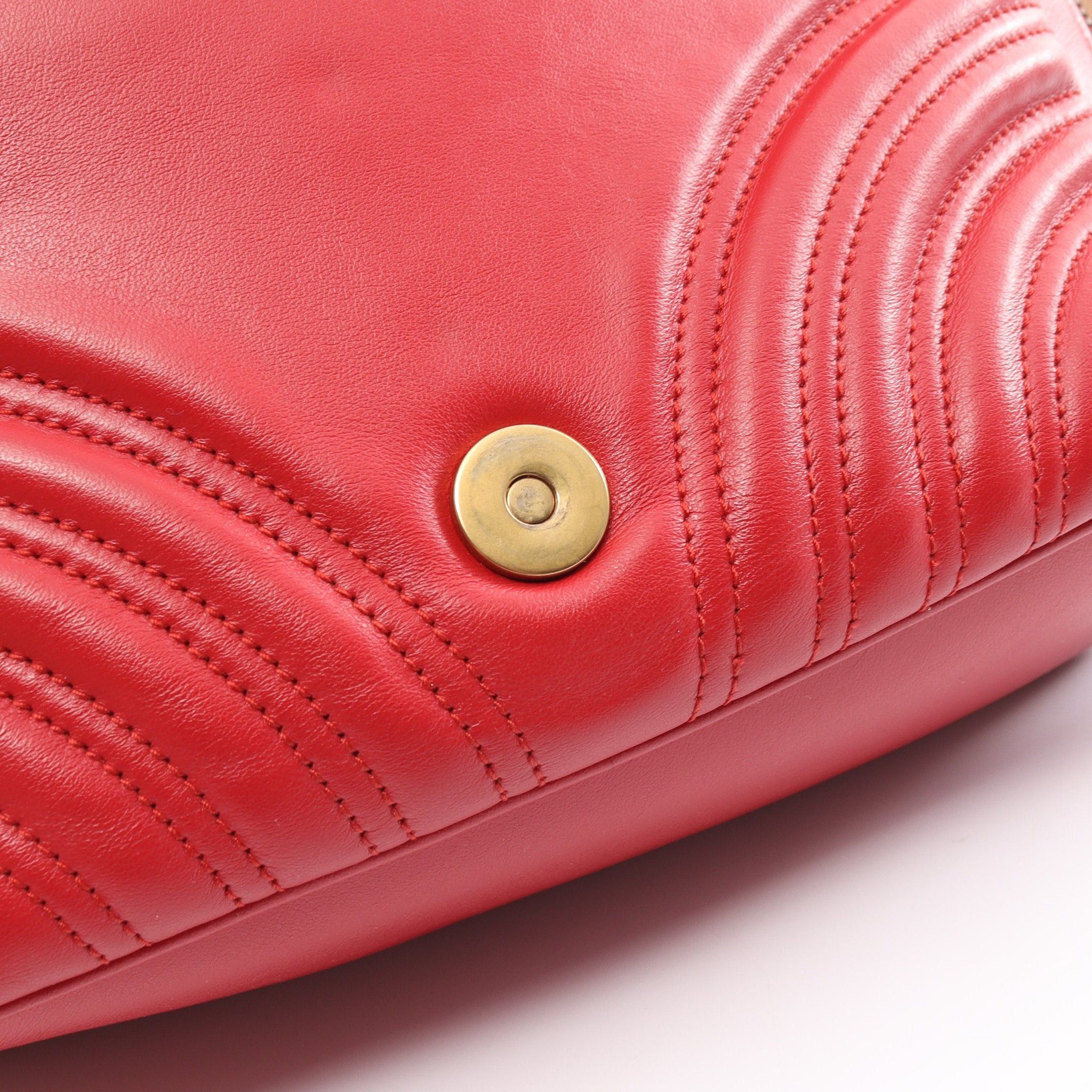 Gucci Gucci Gg Marmont Top Handle Bag Handbag Leather Red Size ONE SIZE - 7 Thumbnail