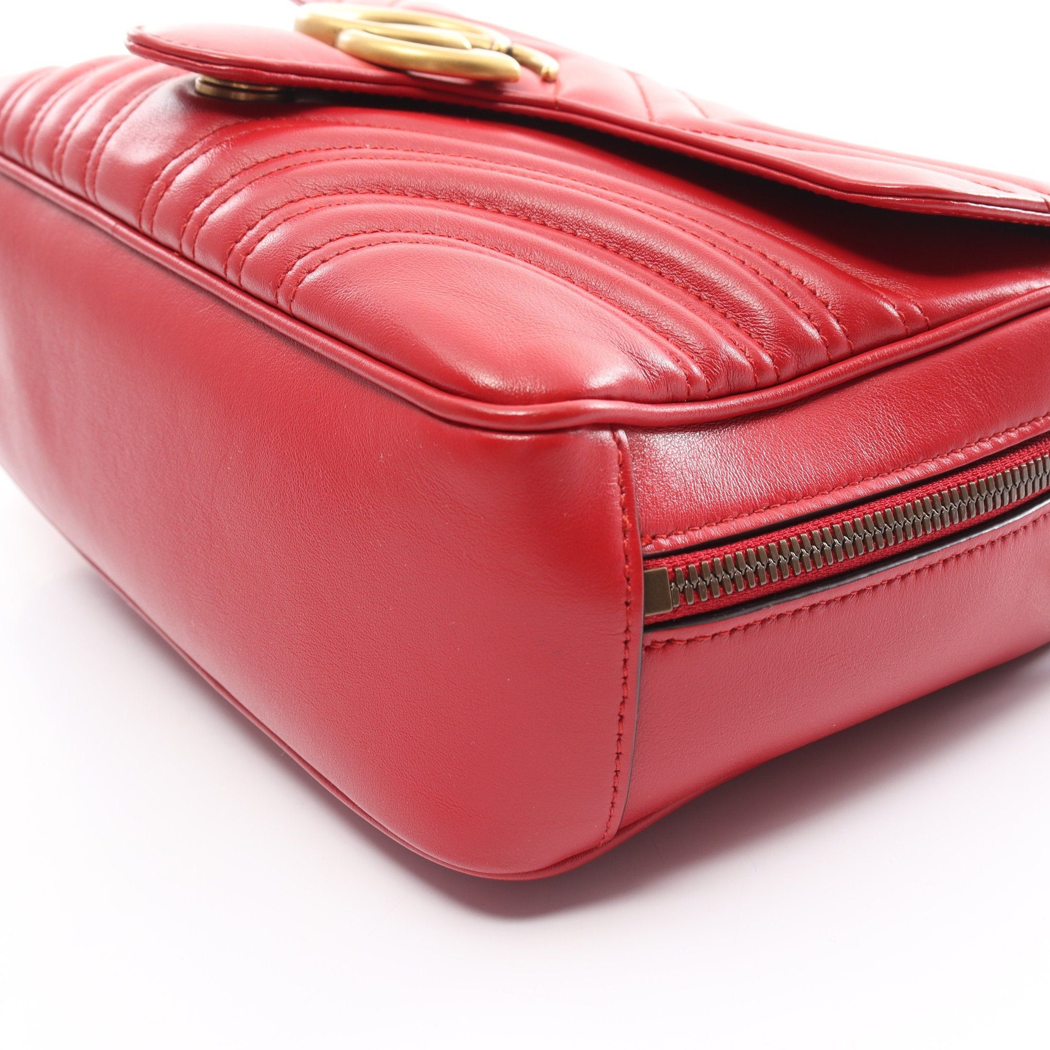 Gucci Gucci Gg Marmont Top Handle Bag Handbag Leather Red Size ONE SIZE - 5 Thumbnail