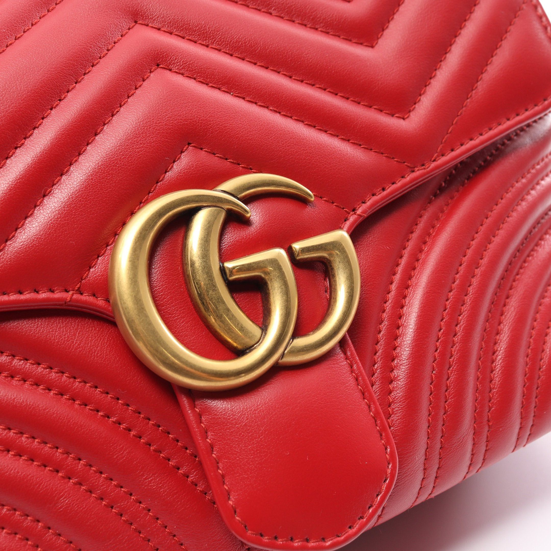 Gucci Gucci Gg Marmont Top Handle Bag Handbag Leather Red Size ONE SIZE - 6 Thumbnail