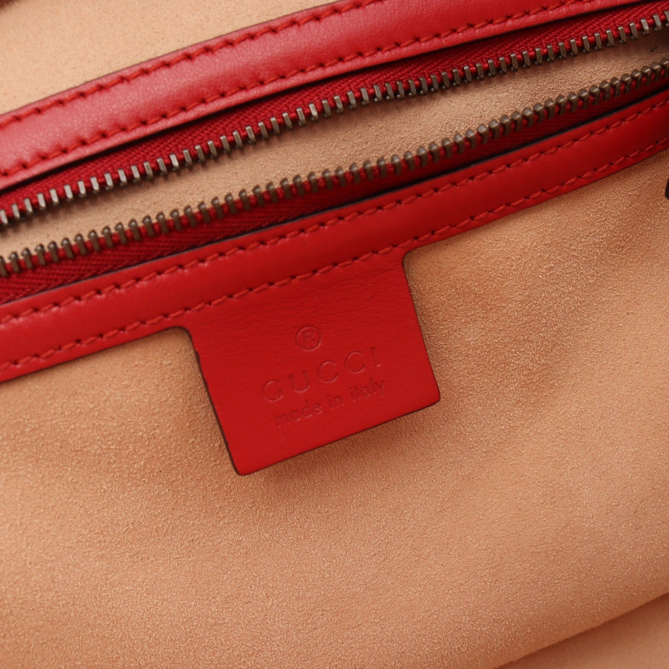 Gucci Gucci Gg Marmont Top Handle Bag Handbag Leather Red Size ONE SIZE - 4 Thumbnail