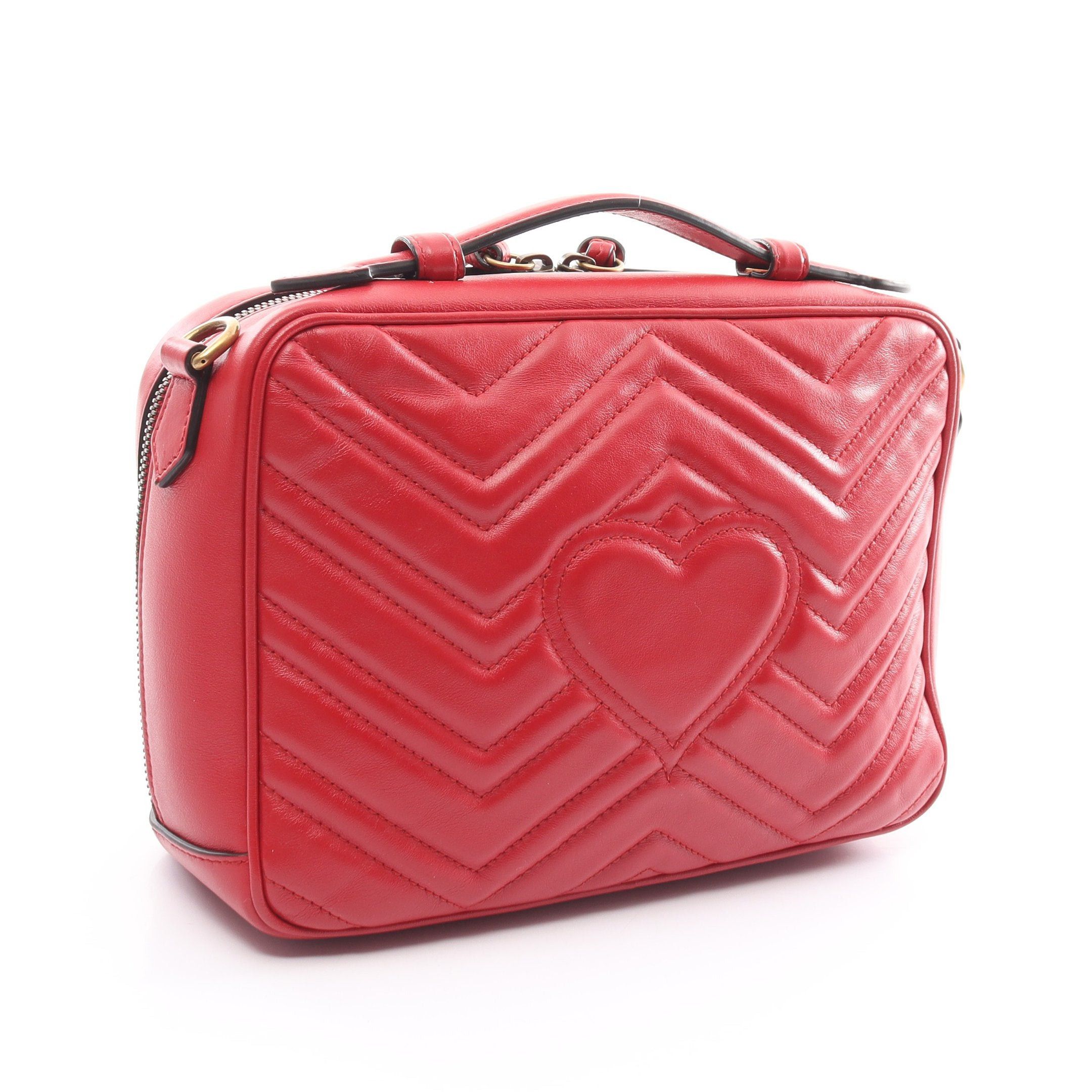 Gucci Gucci Gg Marmont Top Handle Bag Handbag Leather Red Size ONE SIZE - 2 Thumbnail