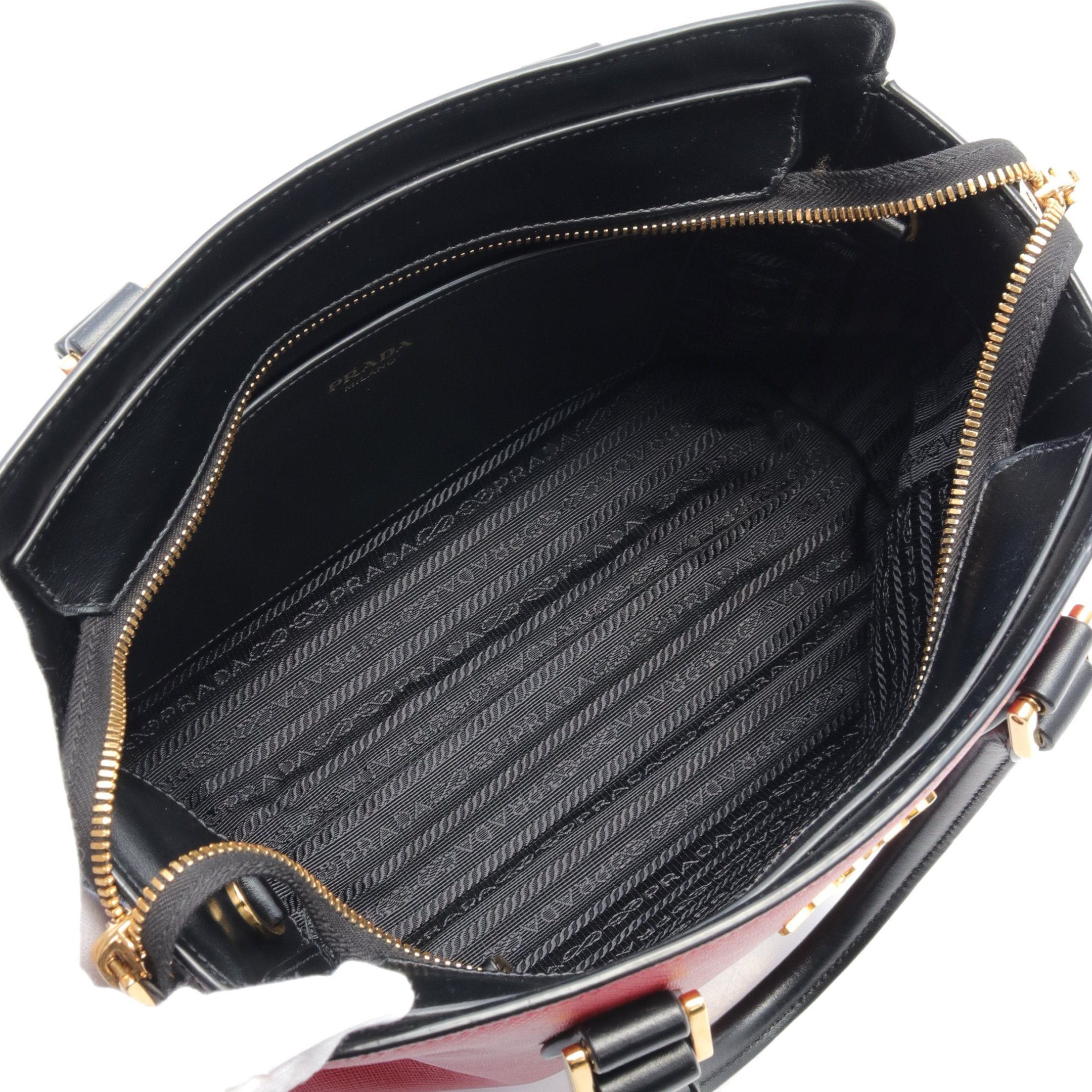 Prada Prada Handbag Leather Red Black Size ONE SIZE - 3 Thumbnail