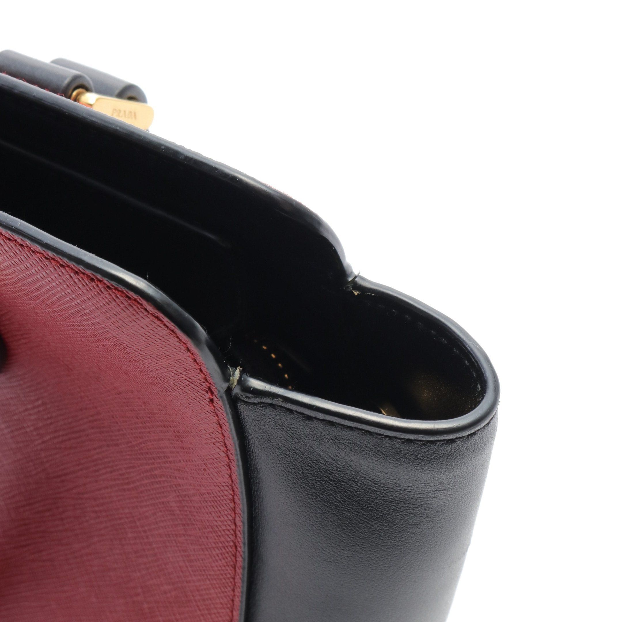 Prada Prada Handbag Leather Red Black Size ONE SIZE - 7 Thumbnail