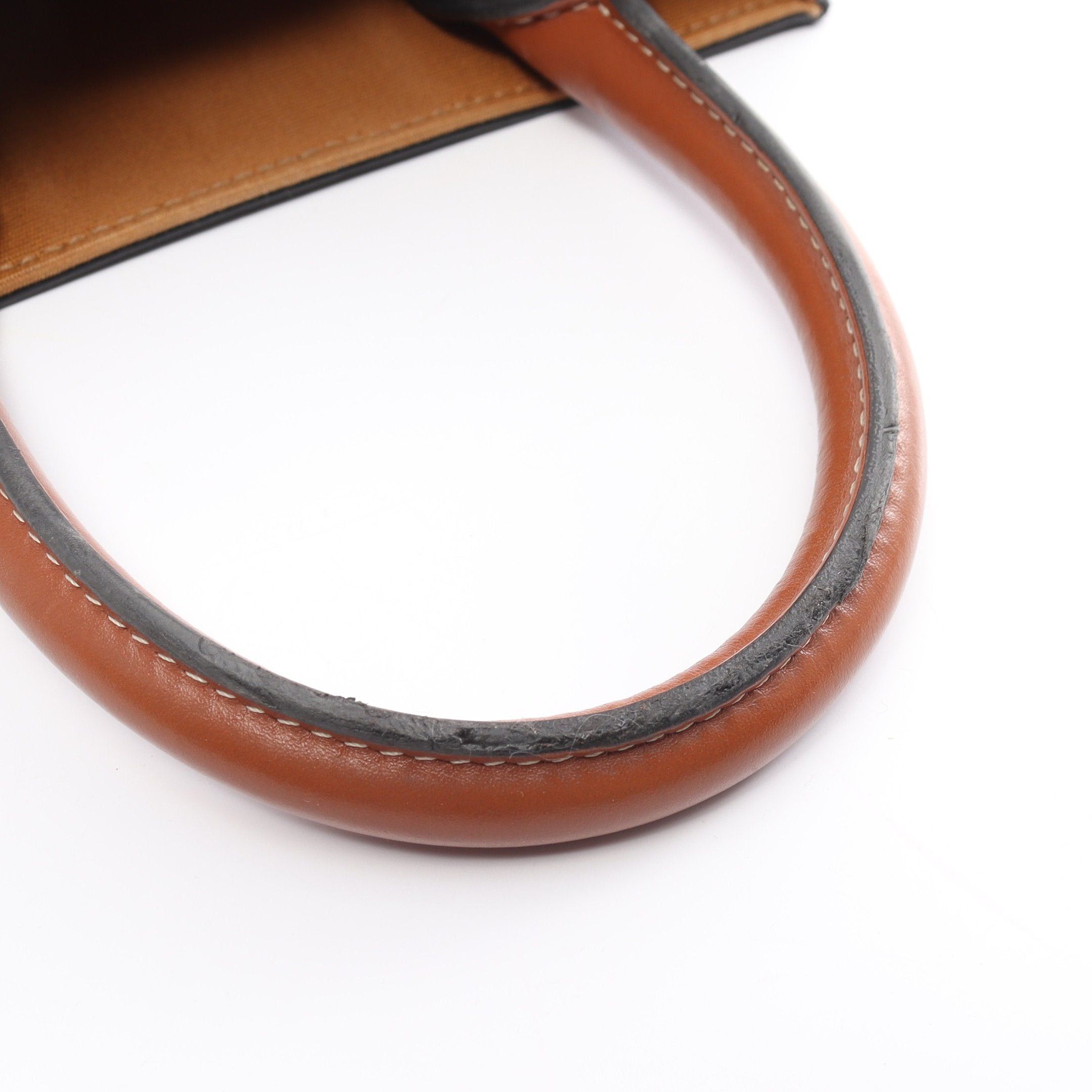 Celine Celine Mini Vertical Cabas Triomphe Handbag Leather Black Brown Size ONE SIZE - 8 Thumbnail