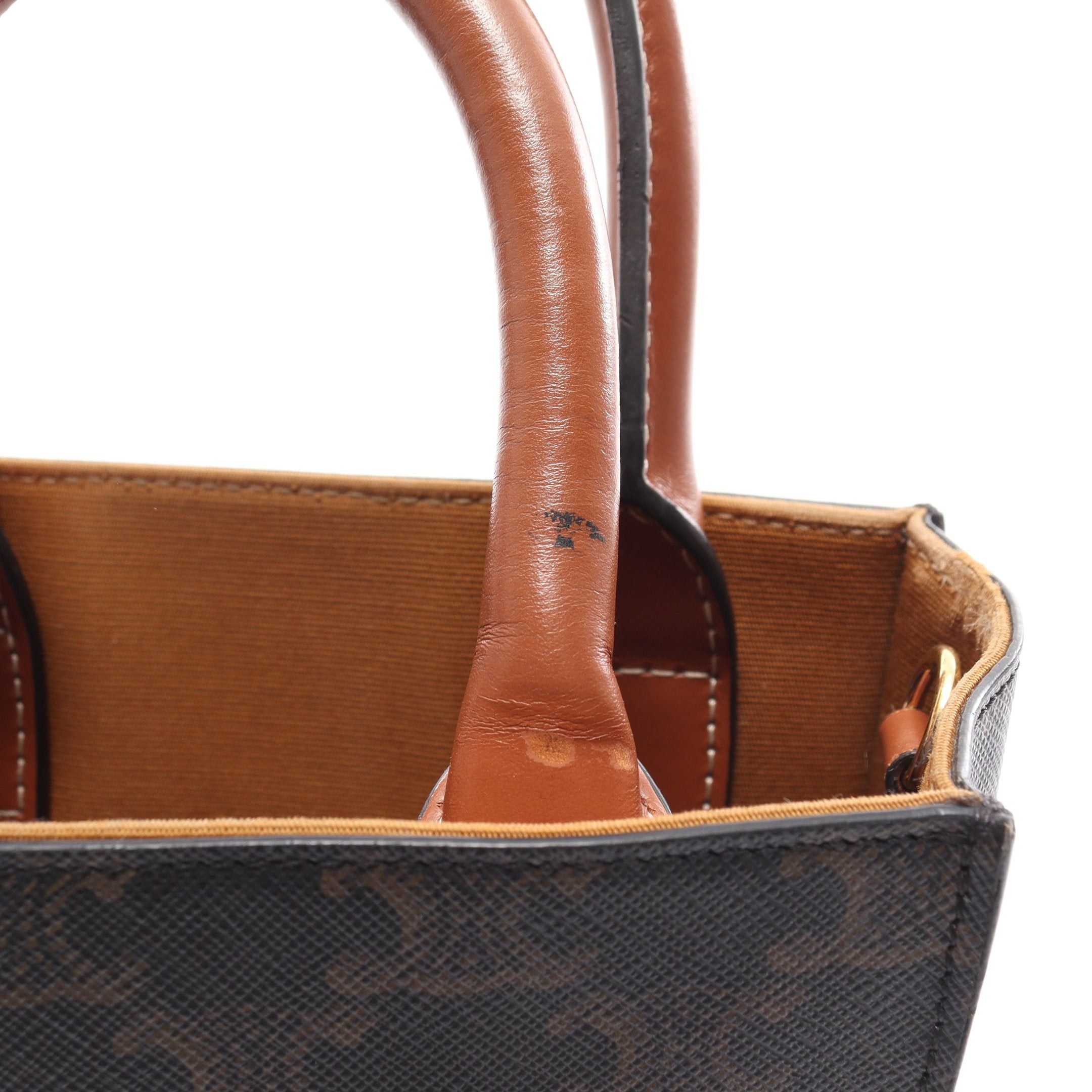 Celine Celine Mini Vertical Cabas Triomphe Handbag Leather Black Brown Size ONE SIZE - 7 Thumbnail