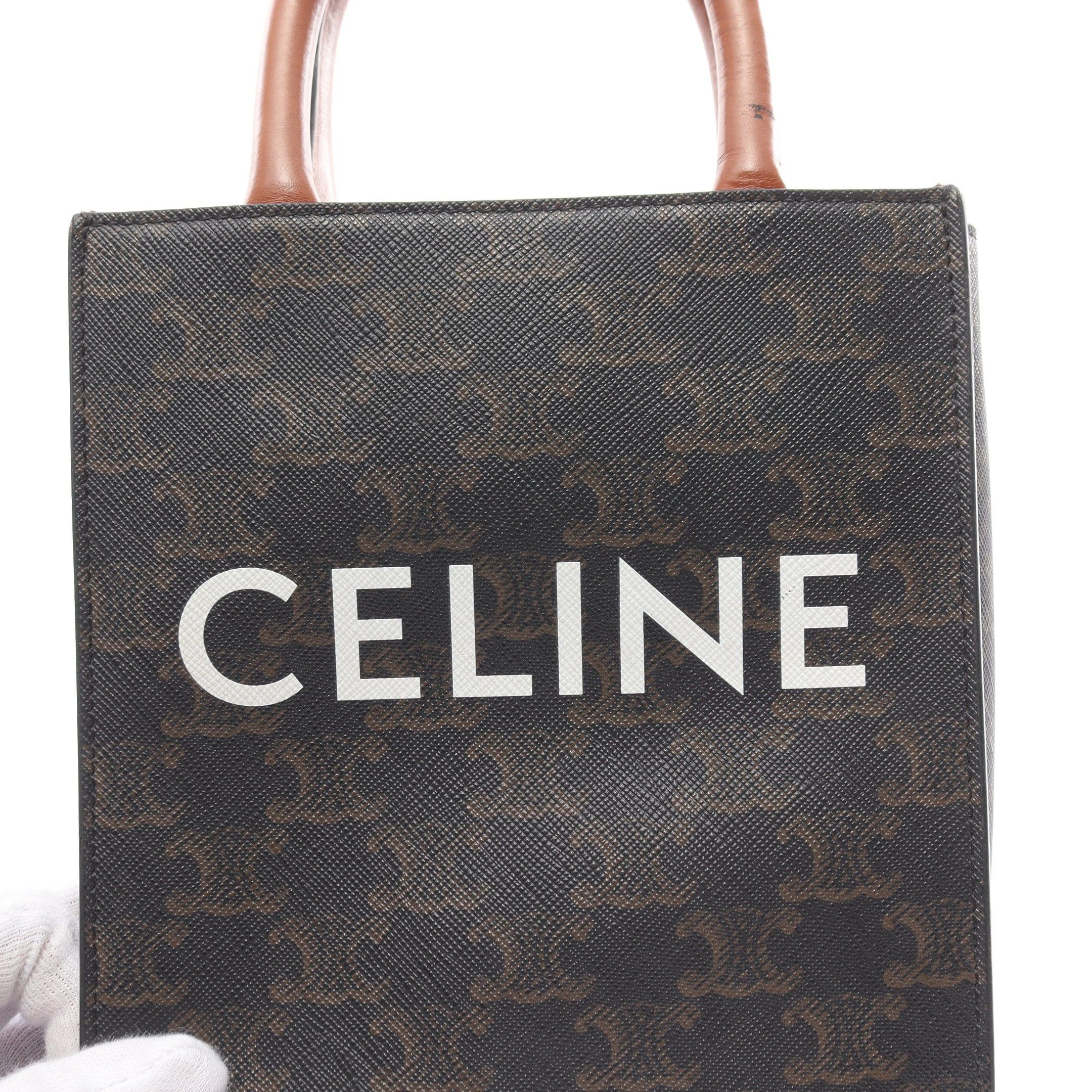 Celine Celine Mini Vertical Cabas Triomphe Handbag Leather Black Brown Size ONE SIZE - 4 Thumbnail