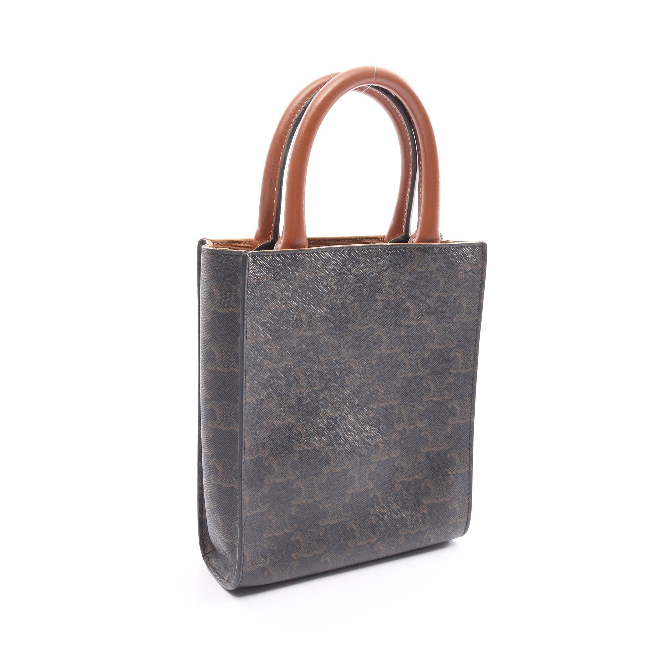 Celine Celine Mini Vertical Cabas Triomphe Handbag Leather Black Brown Size ONE SIZE - 2 Thumbnail