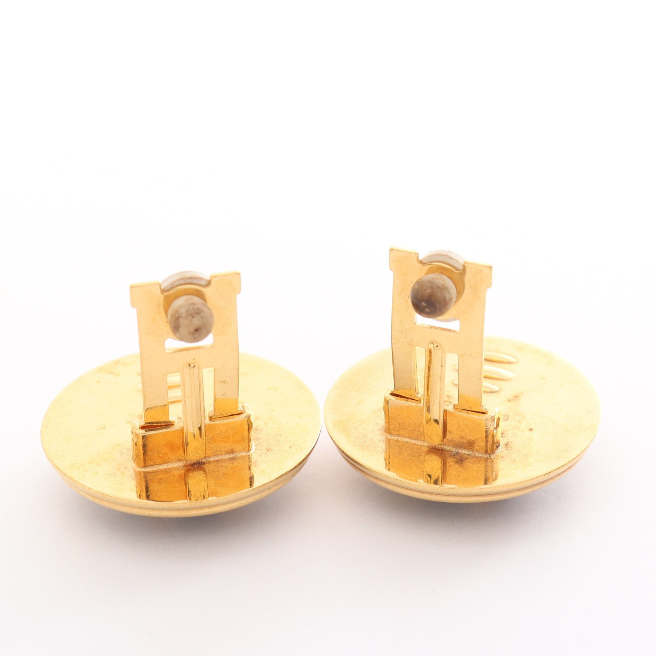 Hermes Hermes Enamel Earrings Gp Cloisonne Gold Black Size ONE SIZE - 6 Thumbnail