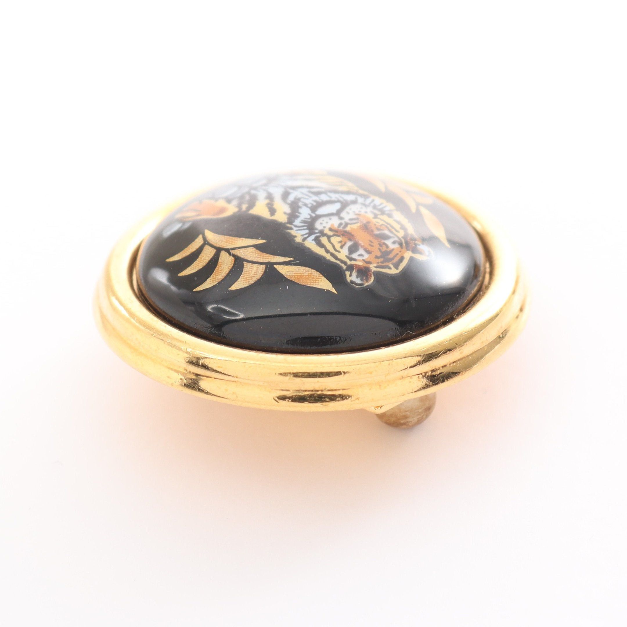 Hermes Hermes Enamel Earrings Gp Cloisonne Gold Black Size ONE SIZE - 7 Thumbnail