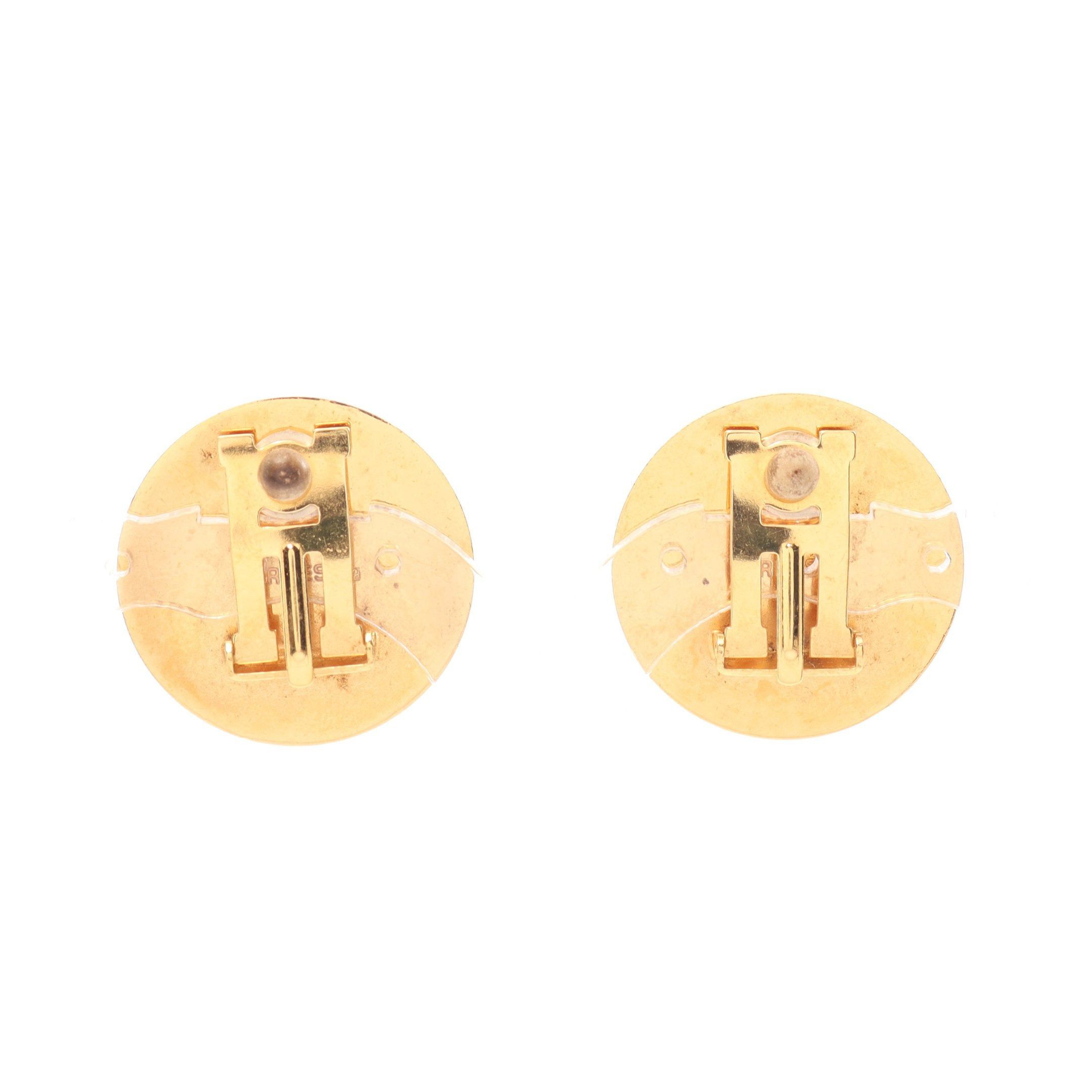 Hermes Hermes Enamel Earrings Gp Cloisonne Gold Black Size ONE SIZE - 2 Thumbnail