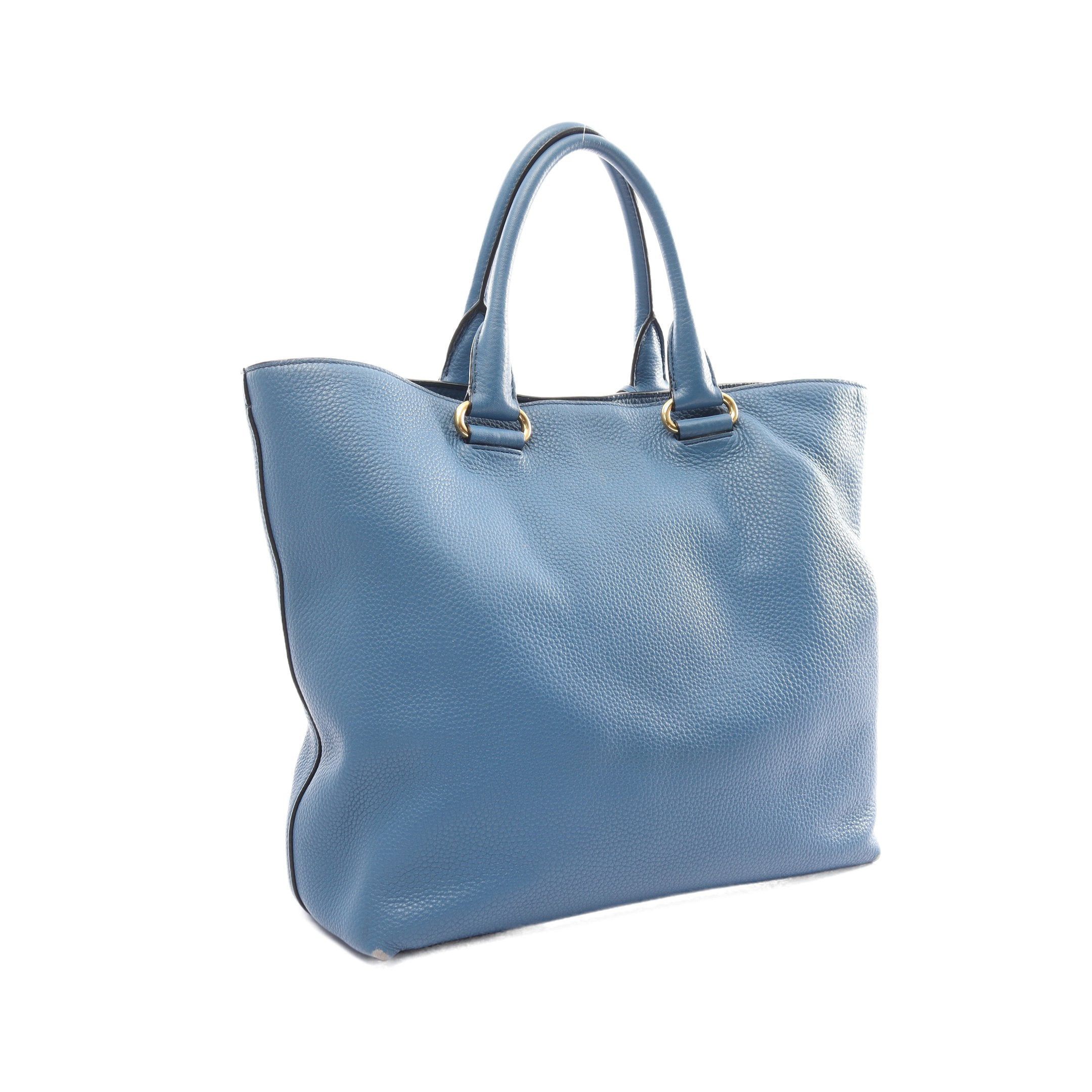 Prada Prada Vit Daino Handbag Tote Bag Leather Blue Size ONE SIZE - 2 Thumbnail
