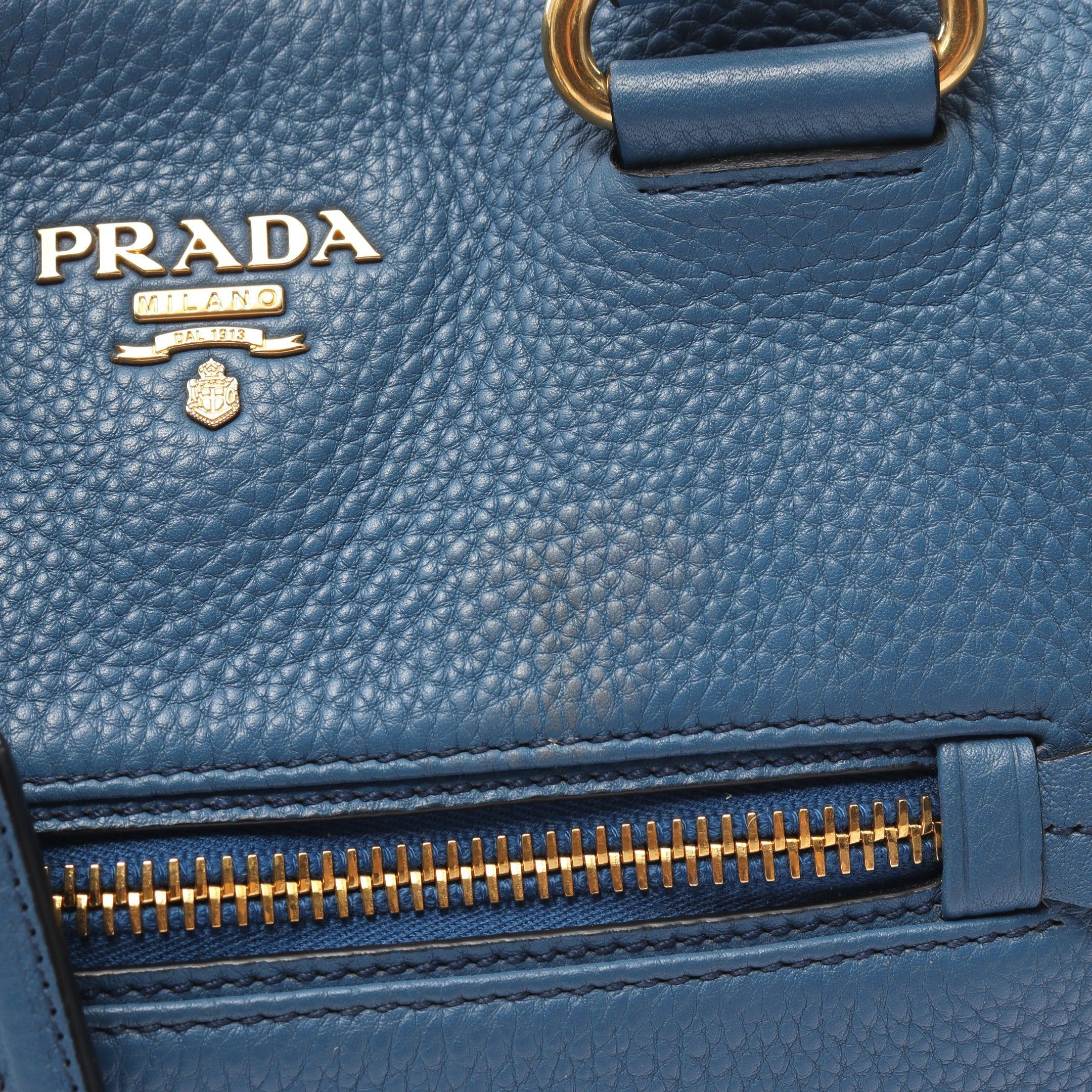 Prada Prada Vit Daino Handbag Tote Bag Leather Blue Size ONE SIZE - 7 Thumbnail
