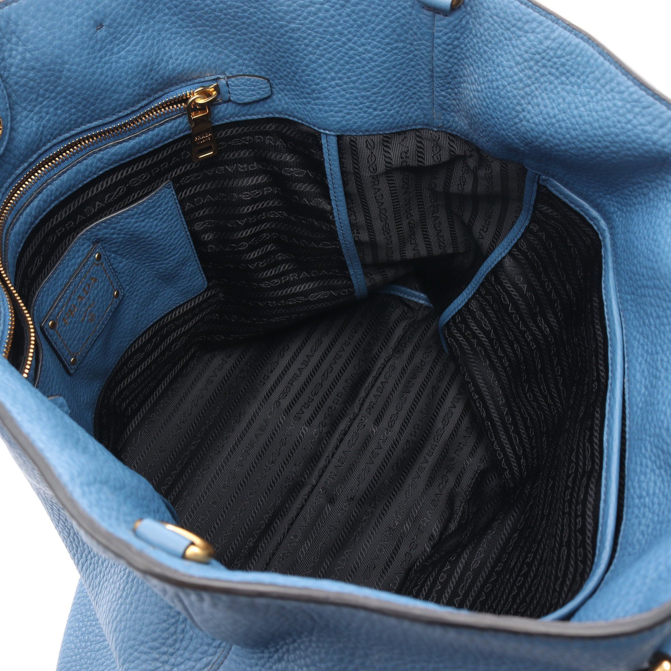 Prada Prada Vit Daino Handbag Tote Bag Leather Blue Size ONE SIZE - 3 Thumbnail