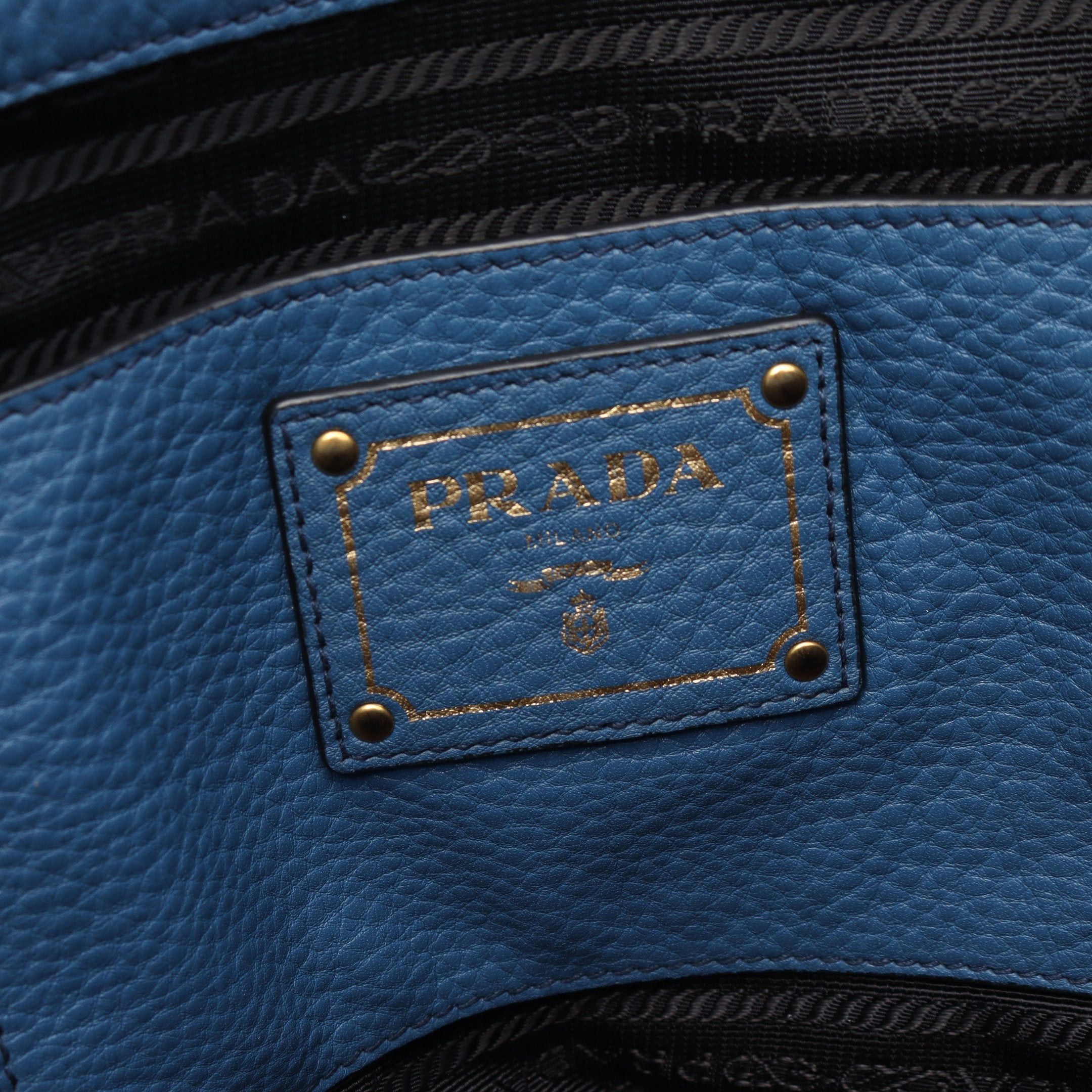 Prada Prada Vit Daino Handbag Tote Bag Leather Blue Size ONE SIZE - 4 Thumbnail